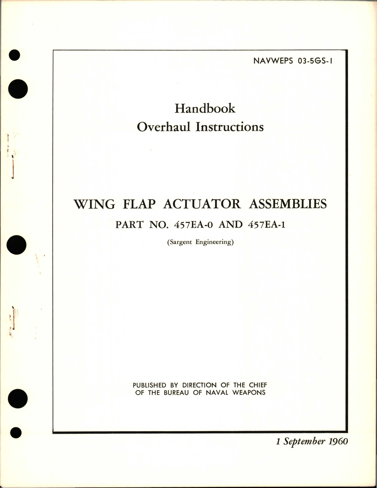 Sample page 1 from AirCorps Library document: Overhaul Instructions for Wing Flap Actuator Assembly - Parts 457EA-0 and 457EA-1