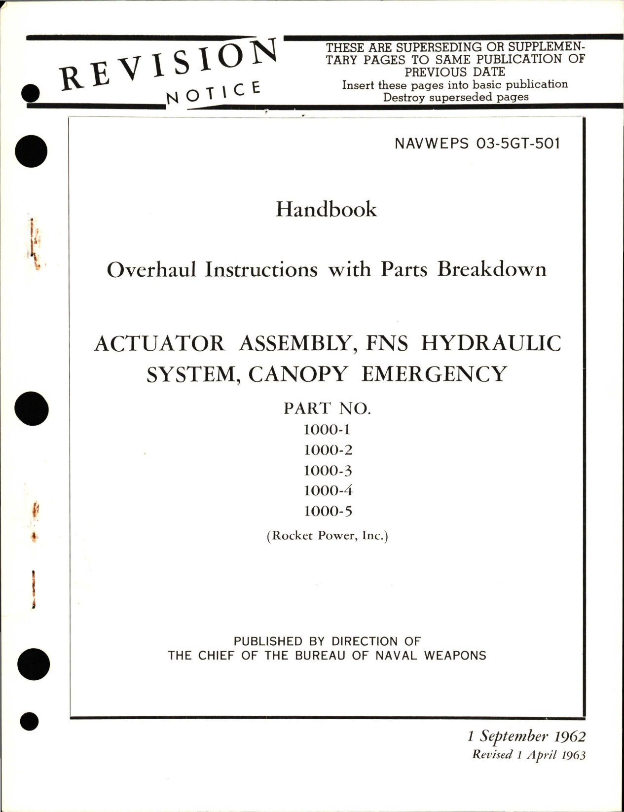Sample page 1 from AirCorps Library document: Overhaul Instructions with Parts Breakdown for Canopy Emergency Actuator Assembly, FNS Hydraulic System