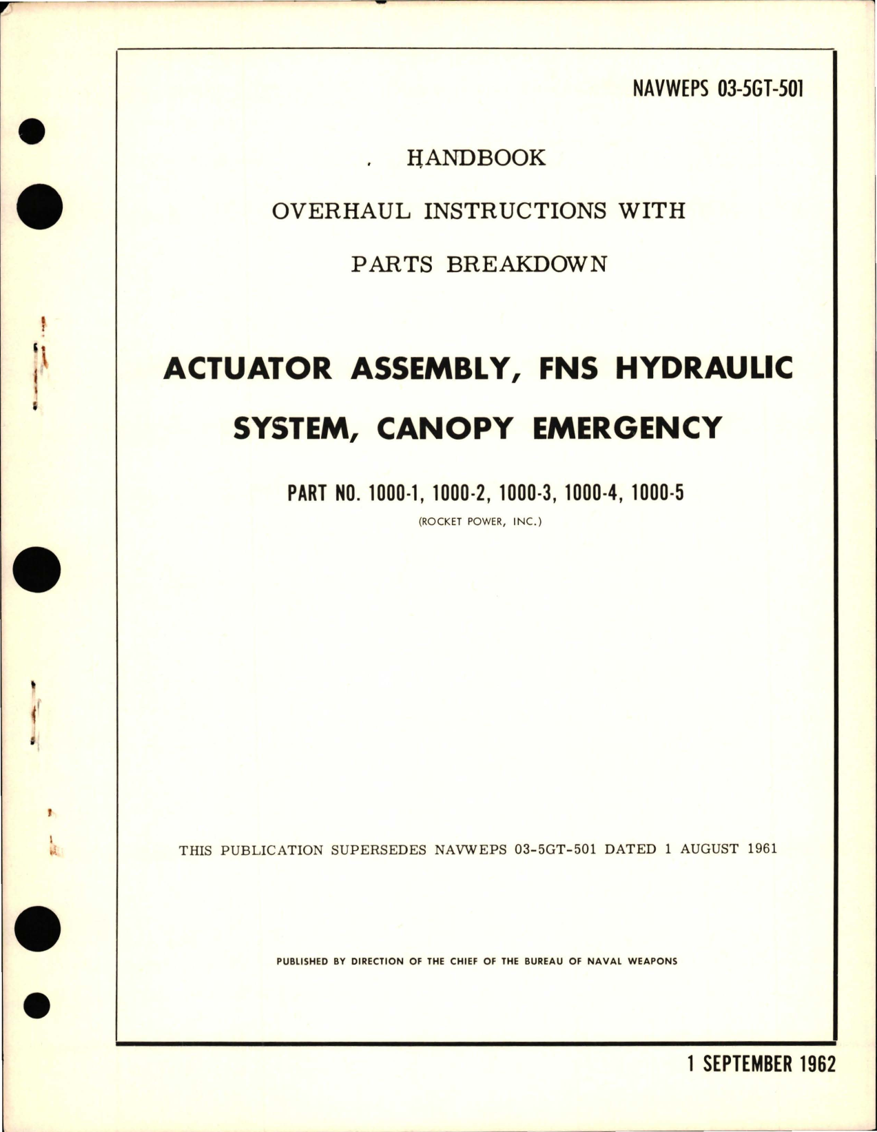 Sample page 1 from AirCorps Library document: Overhaul Instructions with Parts Breakdown for Canopy Emergency Actuator Assembly, FNS Hydraulic System 