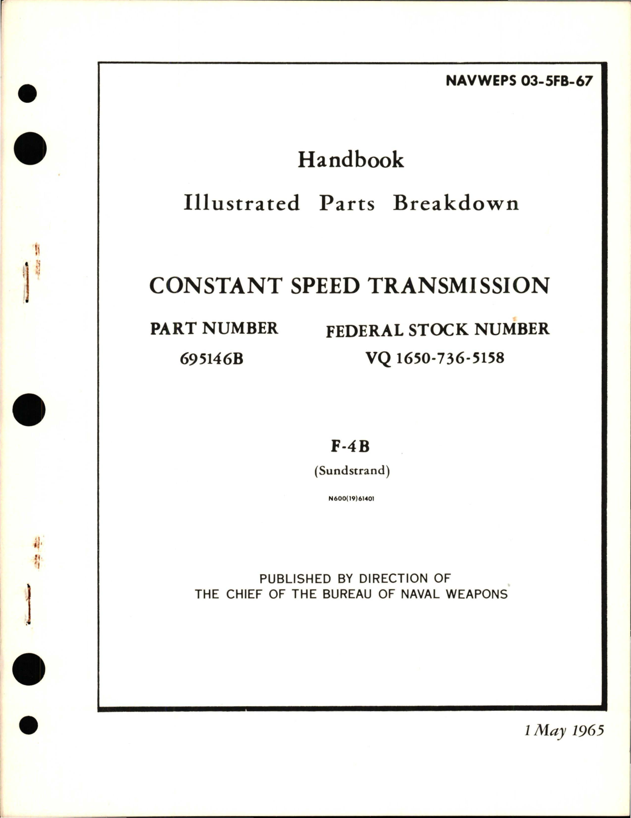Sample page 1 from AirCorps Library document: Illustrated Parts Breakdown for Constant Speed Transmission - Part 695146B