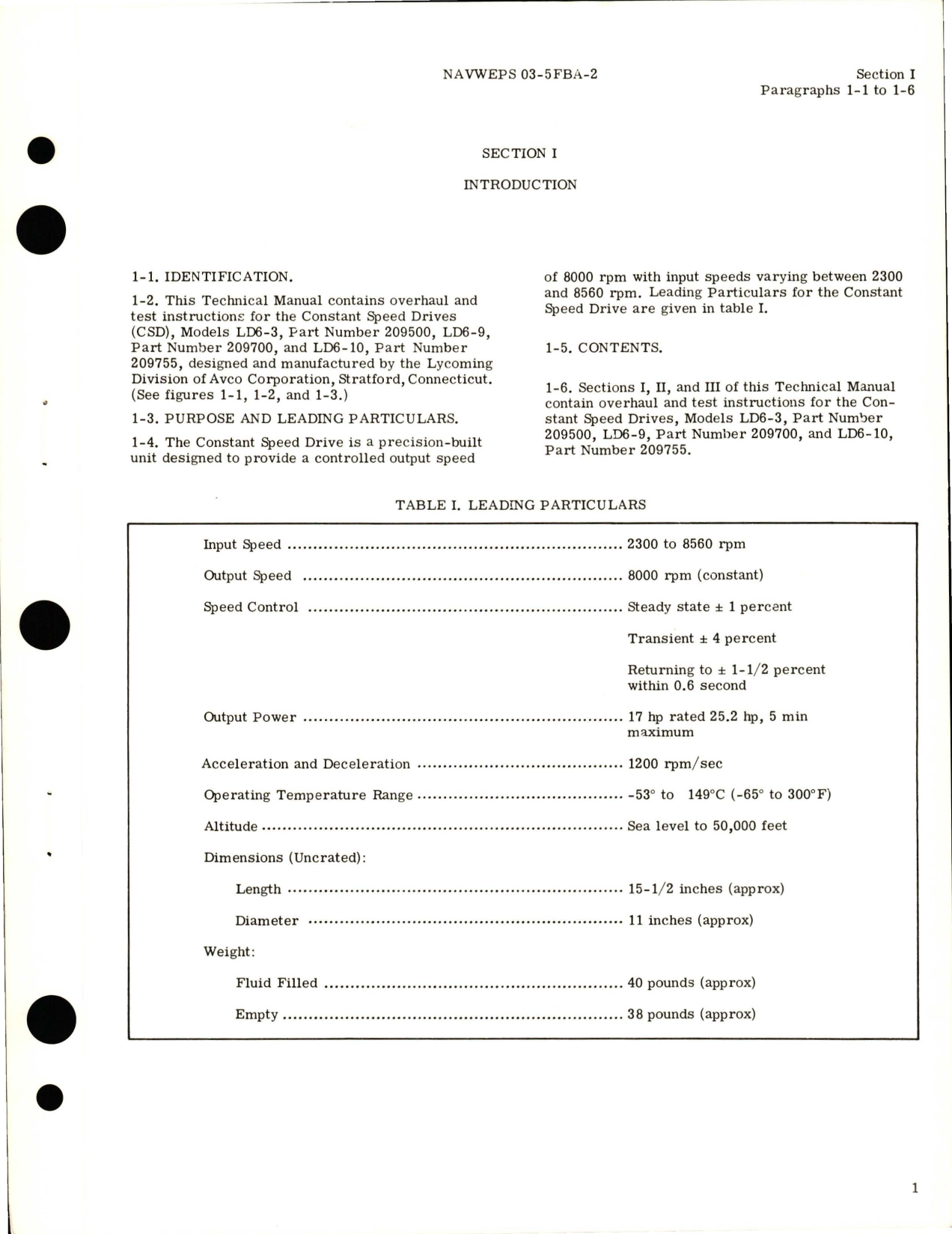 Sample page 7 from AirCorps Library document: Overhaul Instructions for Constant Speed Drive - Models LD6-3, LD6-9, and LD6-10 - Parts 209500, 209700, and 209755 