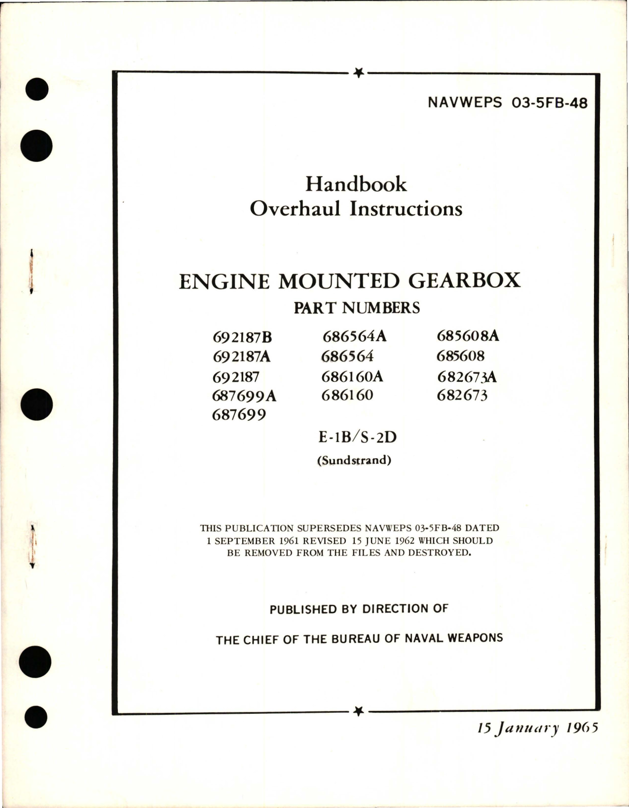 Sample page 1 from AirCorps Library document: Overhaul Instructions for Engine Mounted Gearbox - E-1B and S-2D