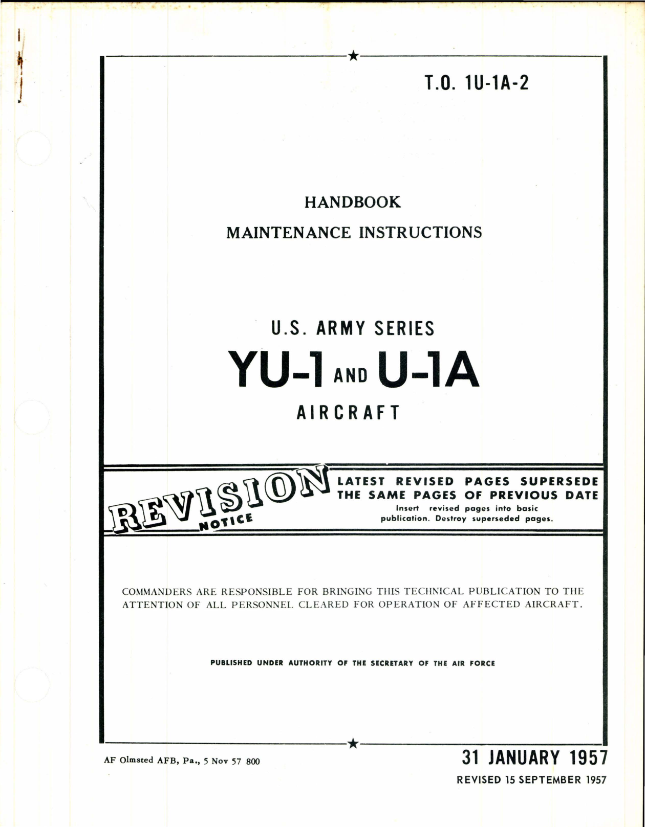Sample page 1 from AirCorps Library document: Maintenance Instructions for YU-1 and U-1A
