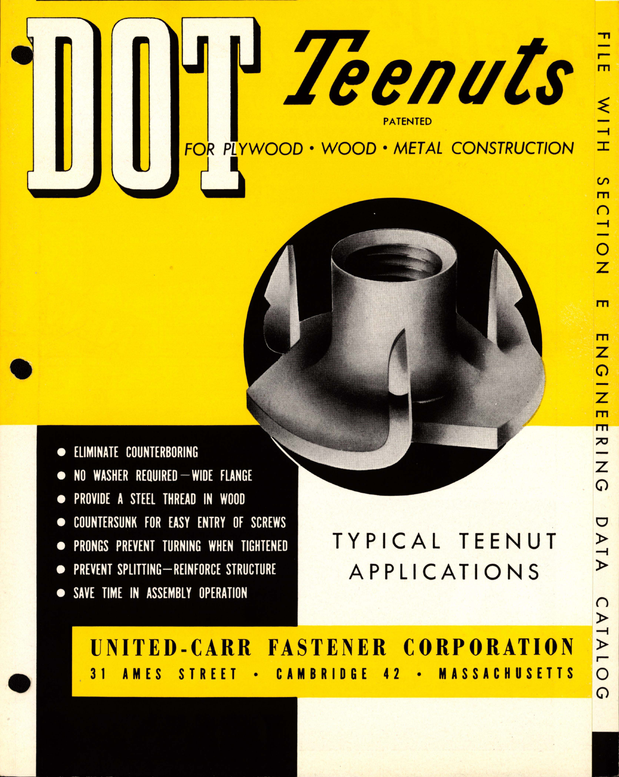 Sample page 1 from AirCorps Library document: DOT Teenuts - Typical Teenut Applications for Plywood, Wood, and Metal Construction