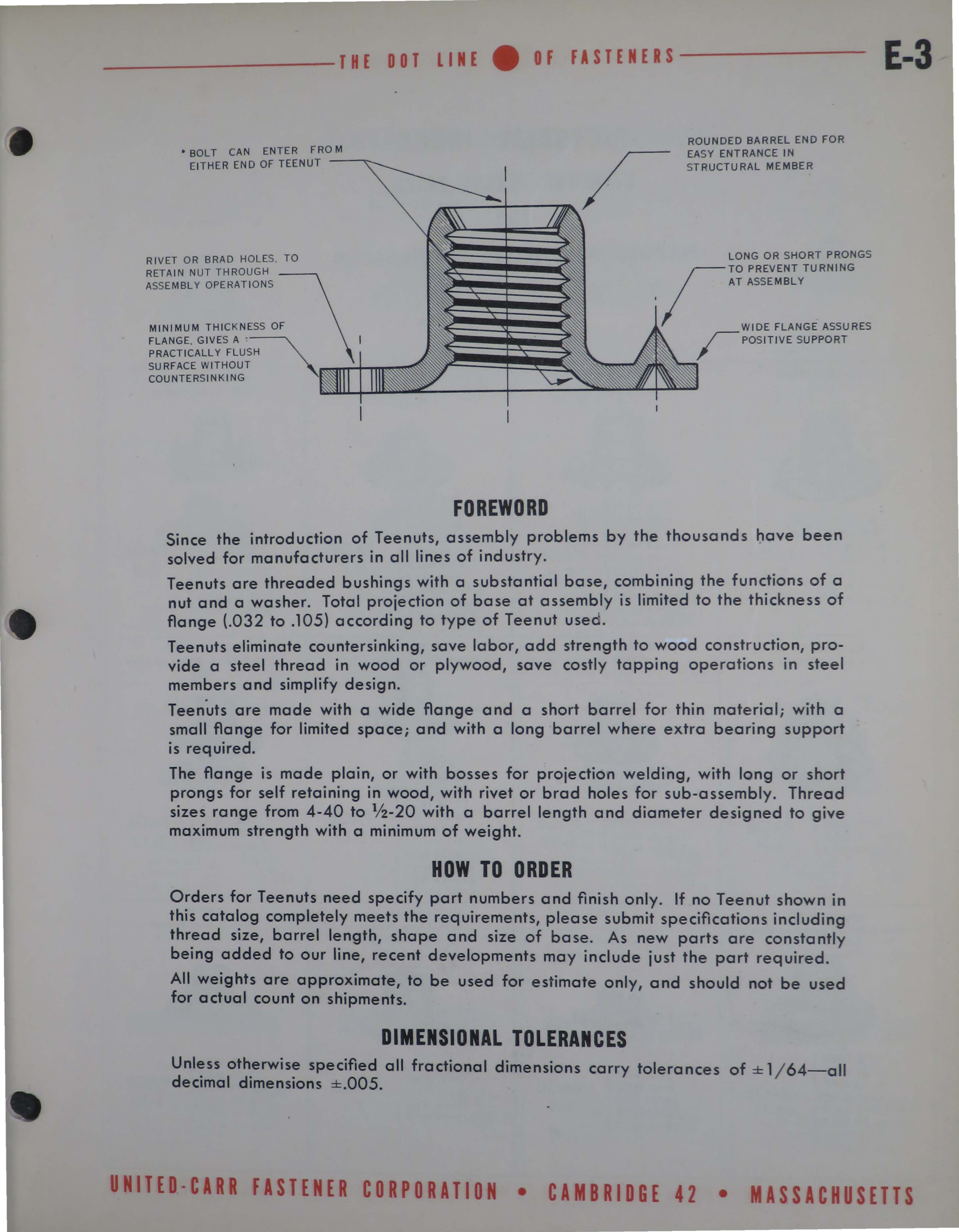 Sample page 5 from AirCorps Library document: Engineering Data Catalog for DOT Teenuts for Plywood, Wood and Metal Construction