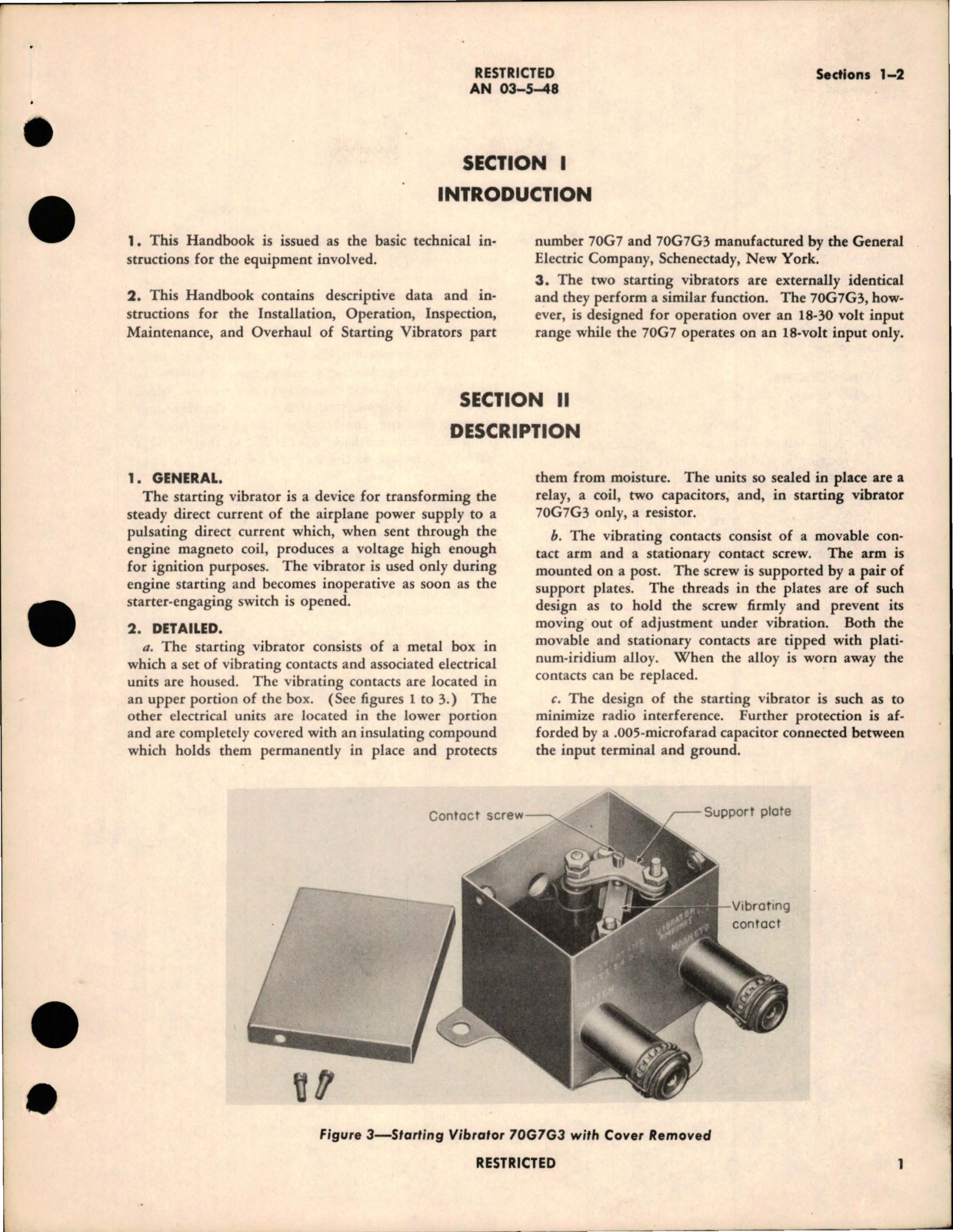 Sample page 5 from AirCorps Library document: Instructions with Parts Catalog for Starting Vibrators - Parts 70G7 and 70G7G3 