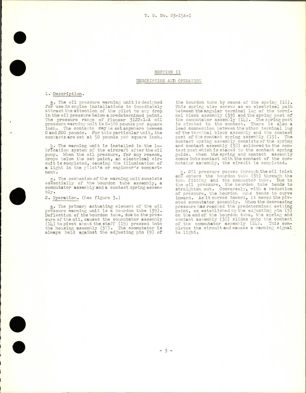 Sample page 5 from AirCorps Library document: Operation, Service and Overhaul Instructions with Parts Catalog for Oil Pressure Warning Unit - Part 3122-1-A