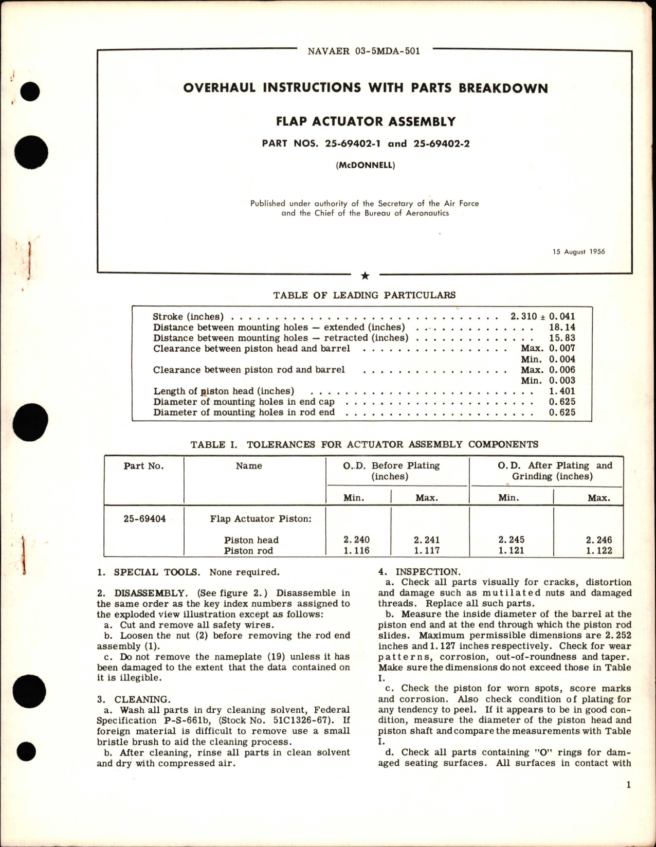 Sample page 1 from AirCorps Library document: Overhaul Instructions with Parts Breakdown for Flap Actuator Assembly - Parts 25-69402-1 and 25-69402-2 