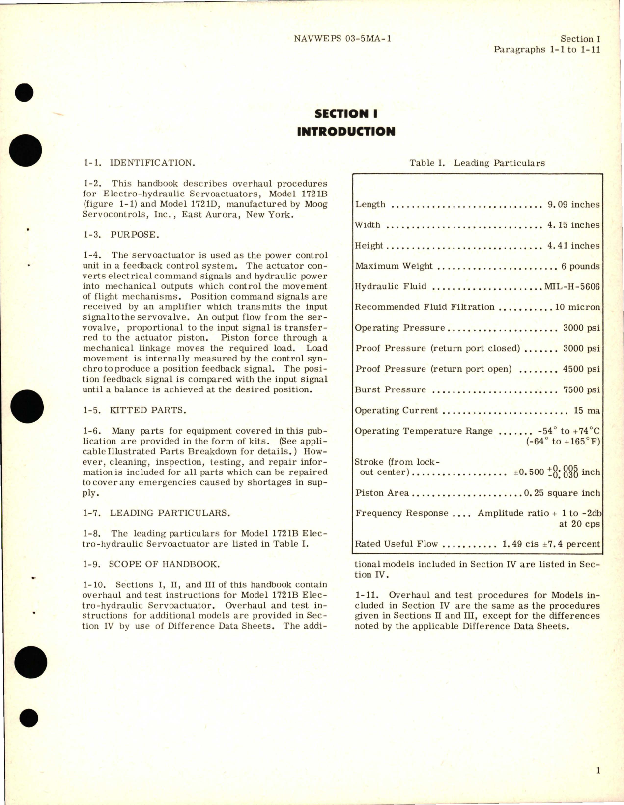 Sample page 5 from AirCorps Library document: Overhaul Instructions for Servoactuator - Models 1721B and 1721D 