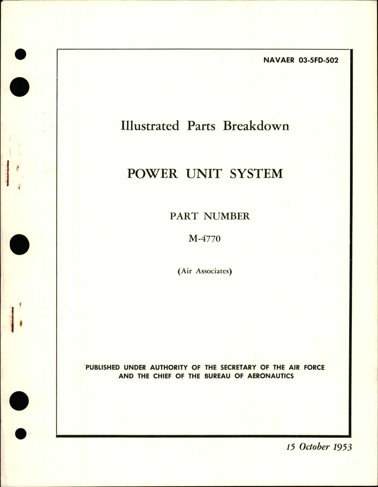 Sample page 1 from AirCorps Library document: Illustrated Parts Breakdown for Power Unit System - Part M-4770 