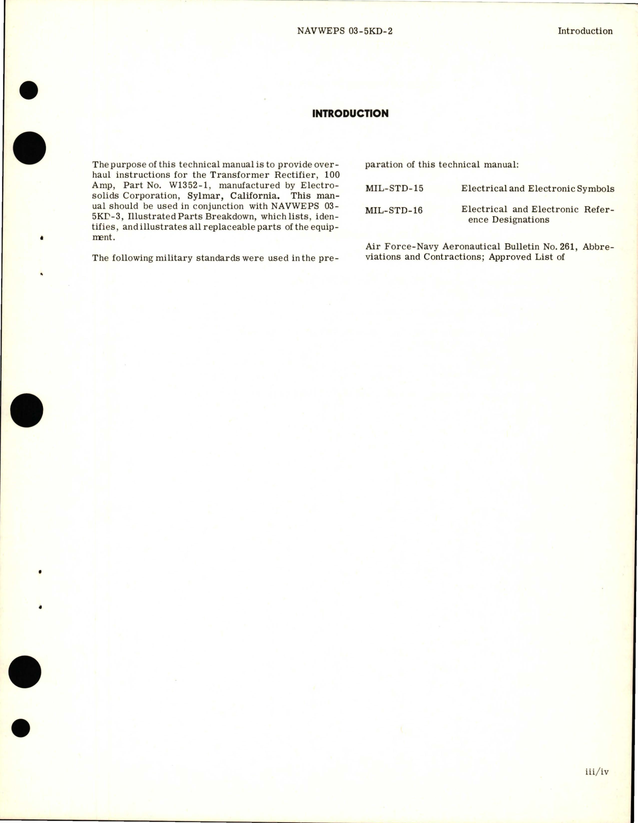 Sample page 5 from AirCorps Library document: Overhaul Instructions for Transformer Rectifier - Part W1352-1
