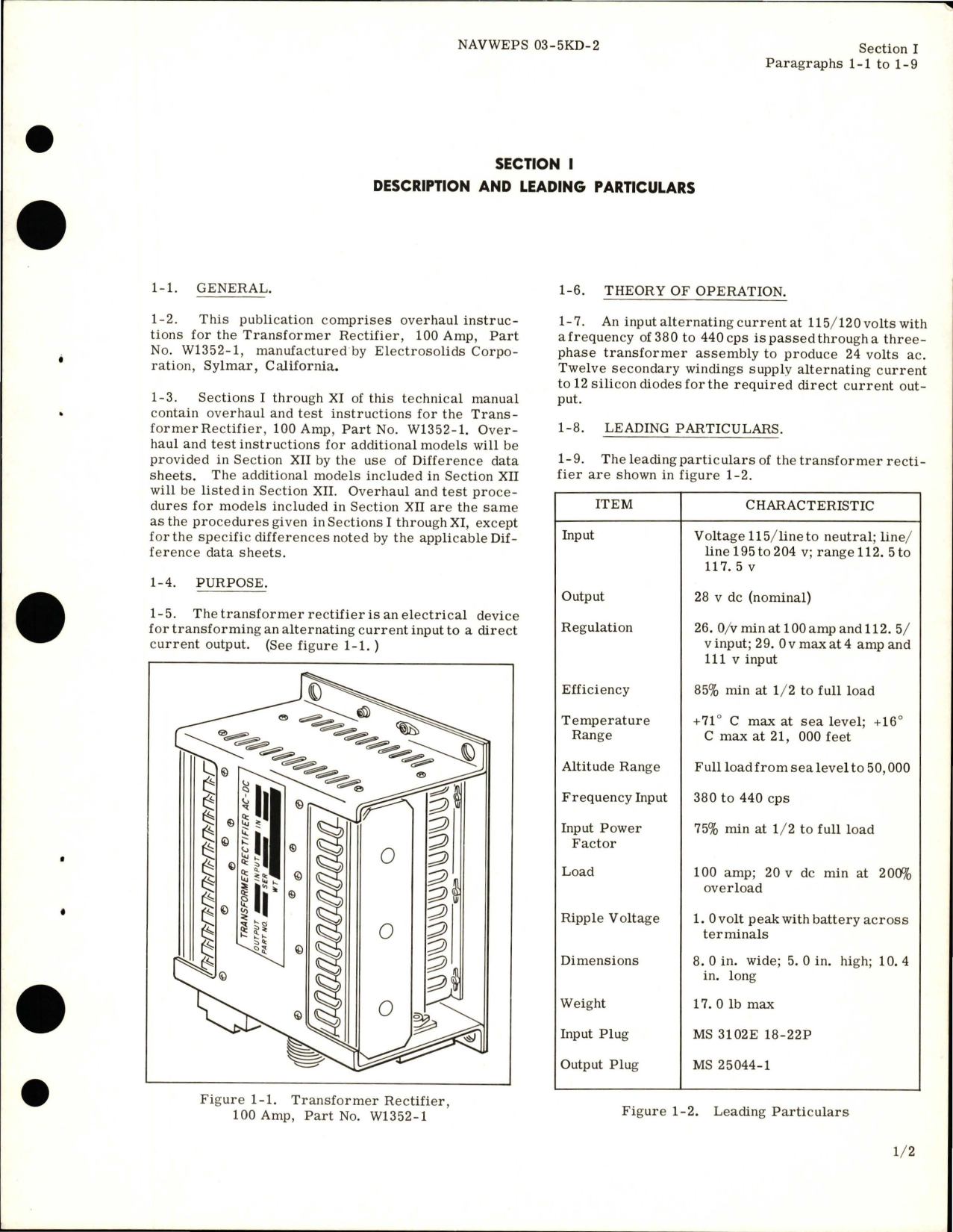 Sample page 7 from AirCorps Library document: Overhaul Instructions for Transformer Rectifier - Part W1352-1