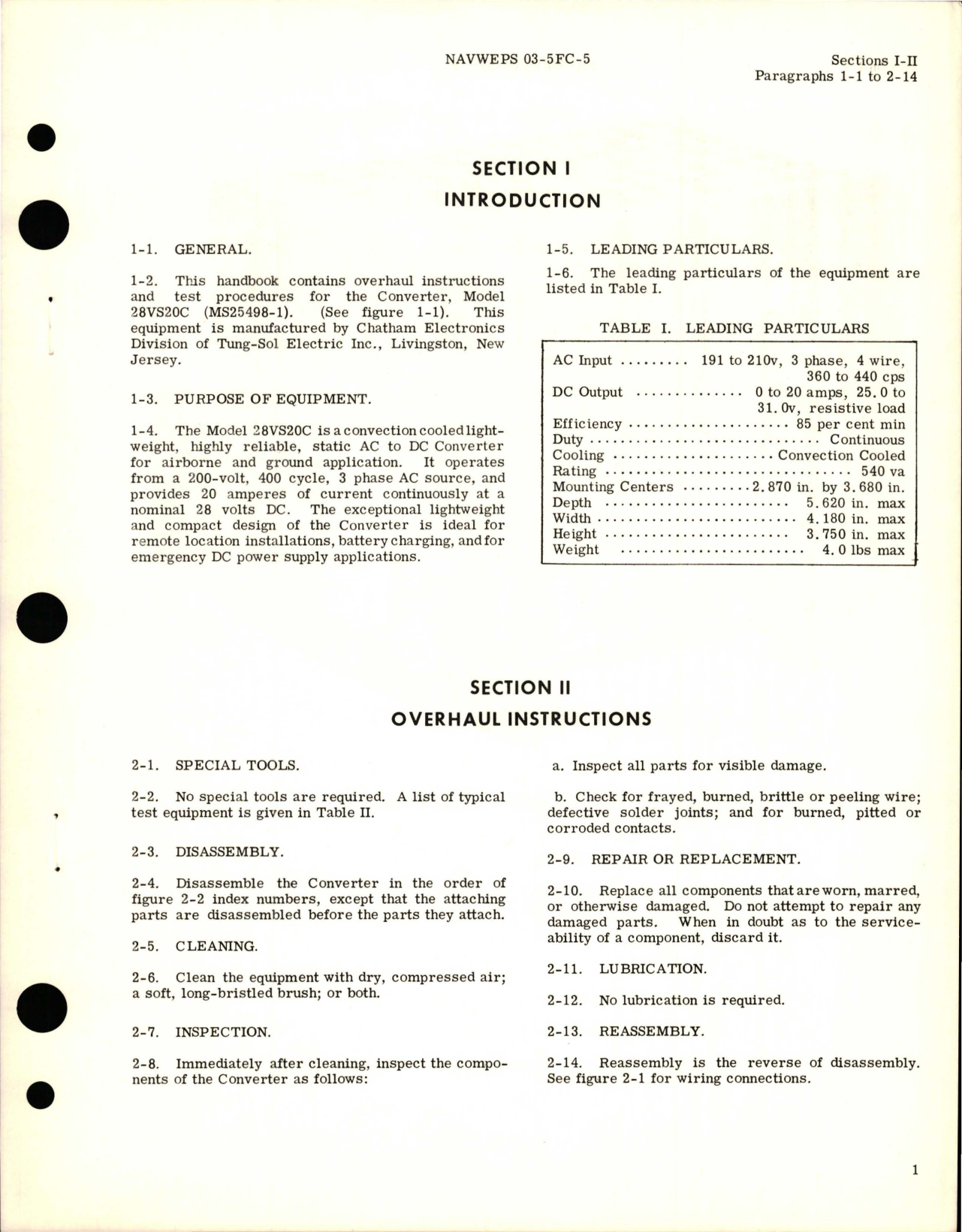 Sample page 5 from AirCorps Library document: Overhaul Instructions for Class B 20 Amp Converter - Part 28VS20C - Type MS25498-1