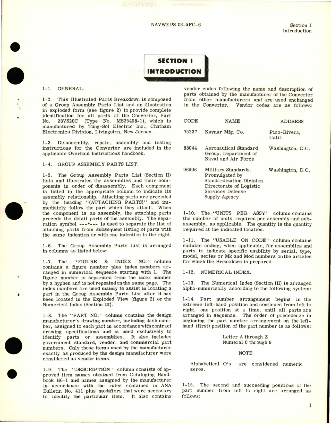 Sample page 5 from AirCorps Library document: Illustrated Parts Breakdown for Class B 20 Amp Converter - Part 28VS20C - Type MS25498-1