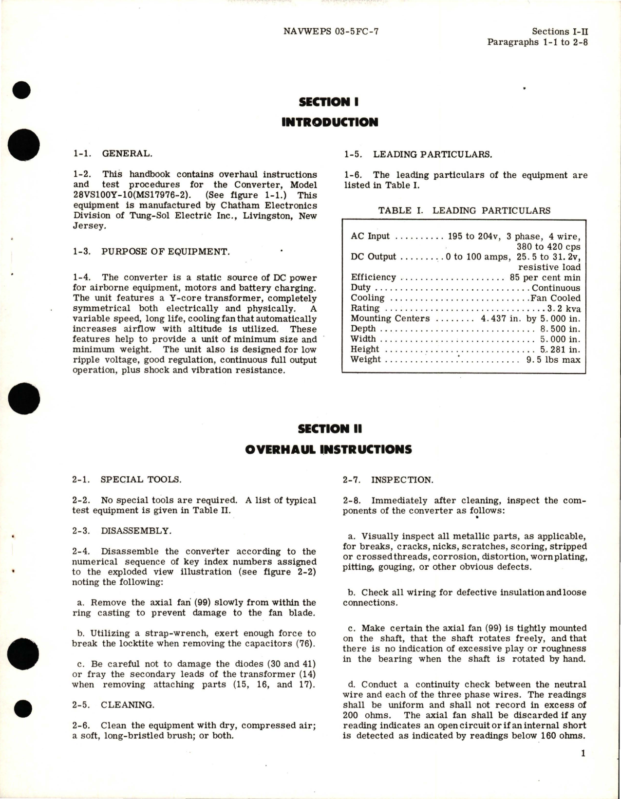 Sample page 5 from AirCorps Library document: Overhaul Instructions for Class C 100 Amp Converter - Part 28VS100Y-10 - Type MS17976-2