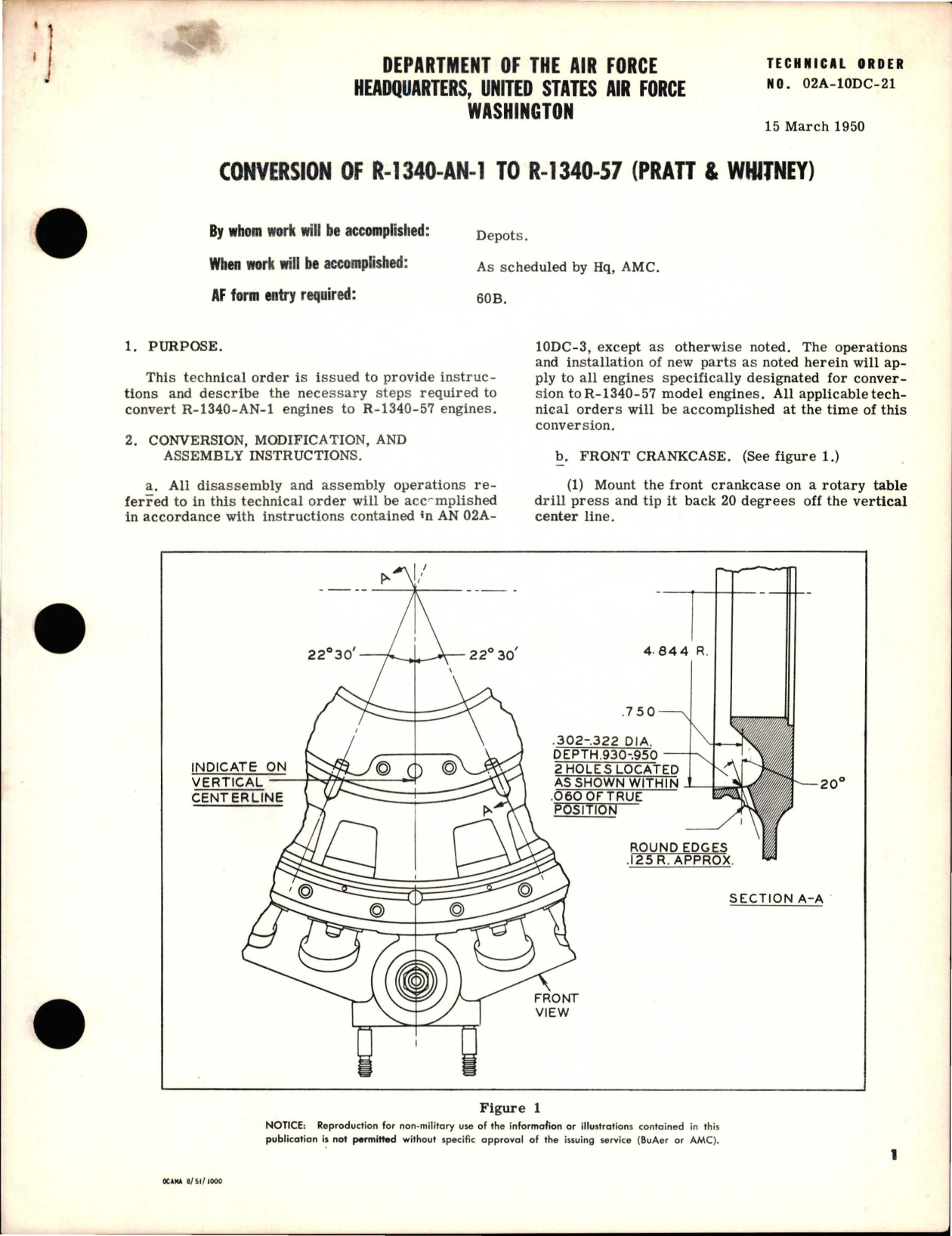 Sample page 1 from AirCorps Library document: Conversion of R-1340-AN-1 to R-1340-57 