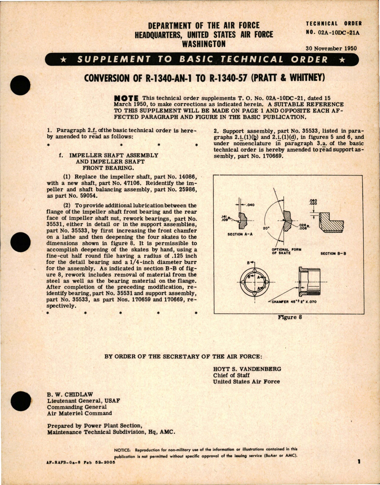 Sample page 1 from AirCorps Library document: Supplement to Conversion of R-1340-AN-1 to R-1340-57 