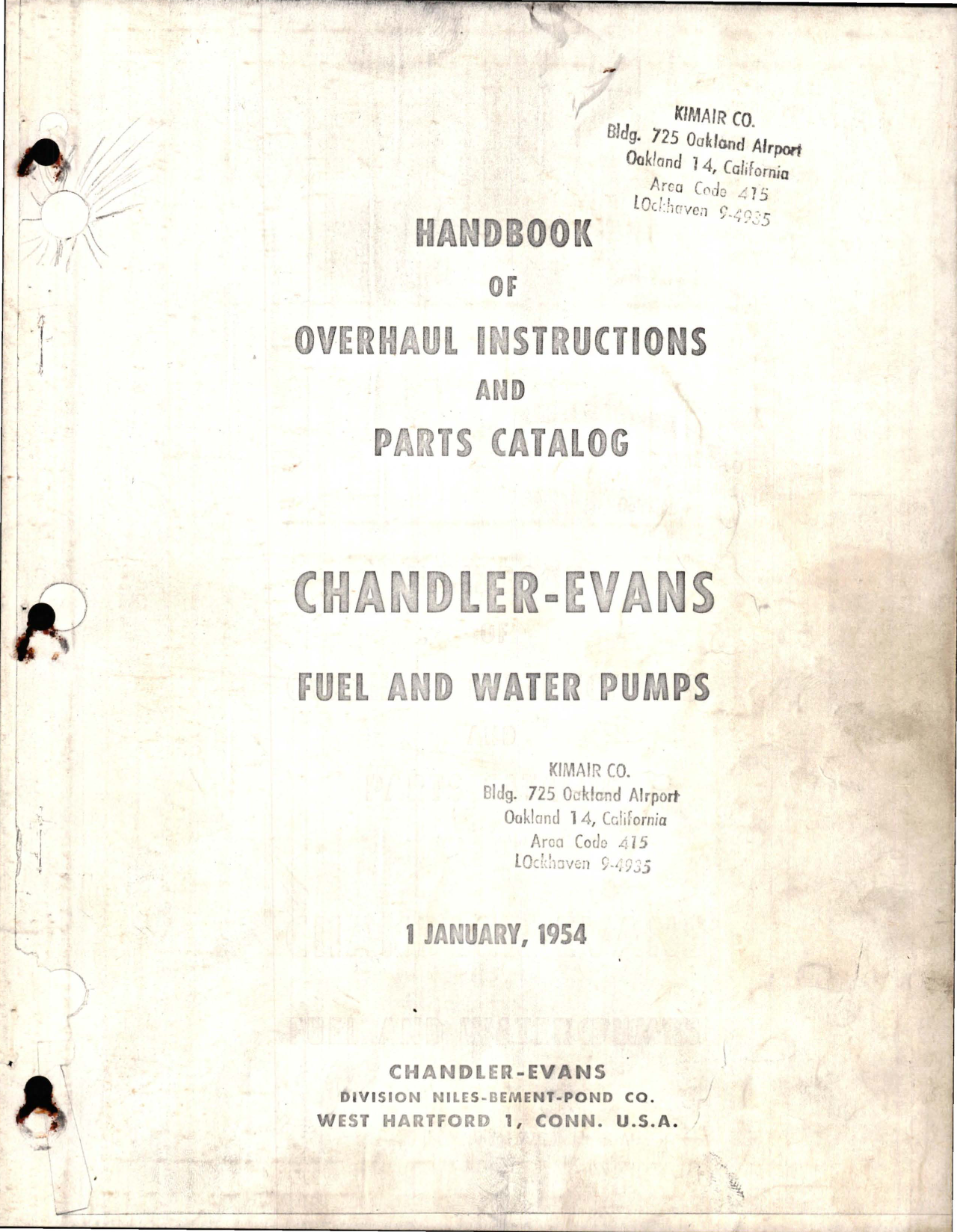 Sample page 1 from AirCorps Library document: Overhaul Instructions with Parts Catalog for Fuel and Water Pumps