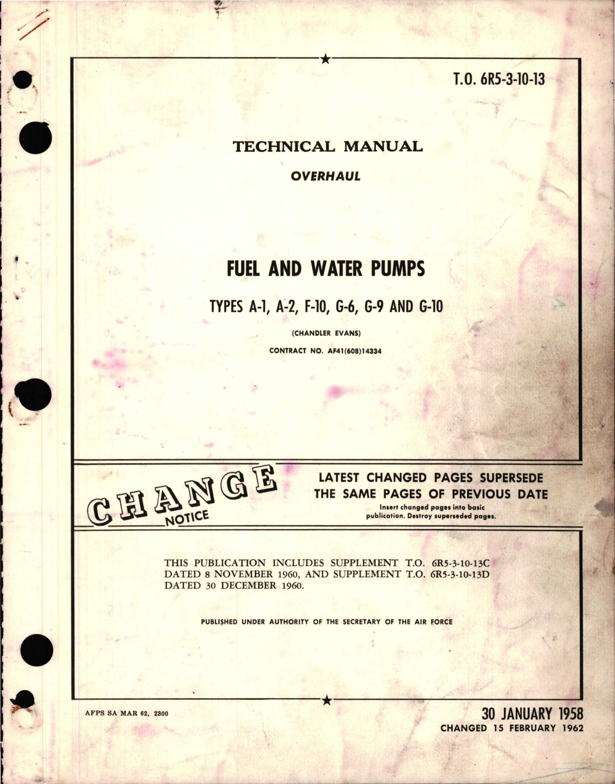 Sample page 1 from AirCorps Library document: Overhaul Instructions for Fuel and Water Pumps - Types A-1, A-2, F-10, G-6, G-9, and G-10