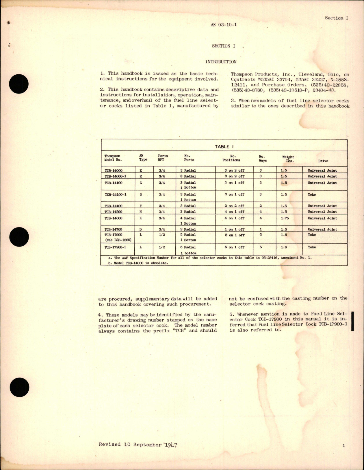 Sample page 5 from AirCorps Library document: Parts Catalog for Fuel Line Selector Cock