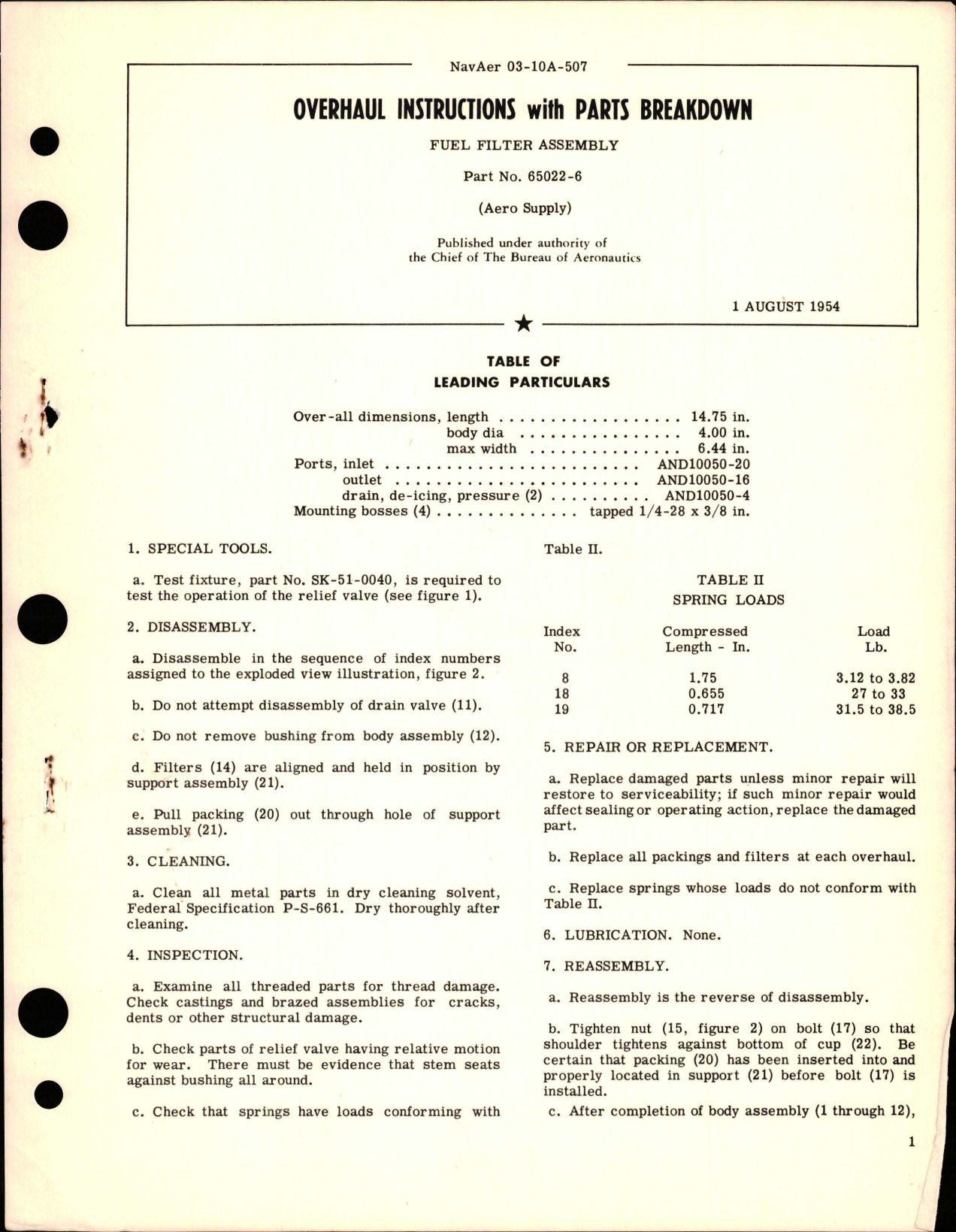 Sample page 1 from AirCorps Library document: Overhaul Instructions with Parts Breakdown for Fuel Filter Assembly - Part 65022-6
