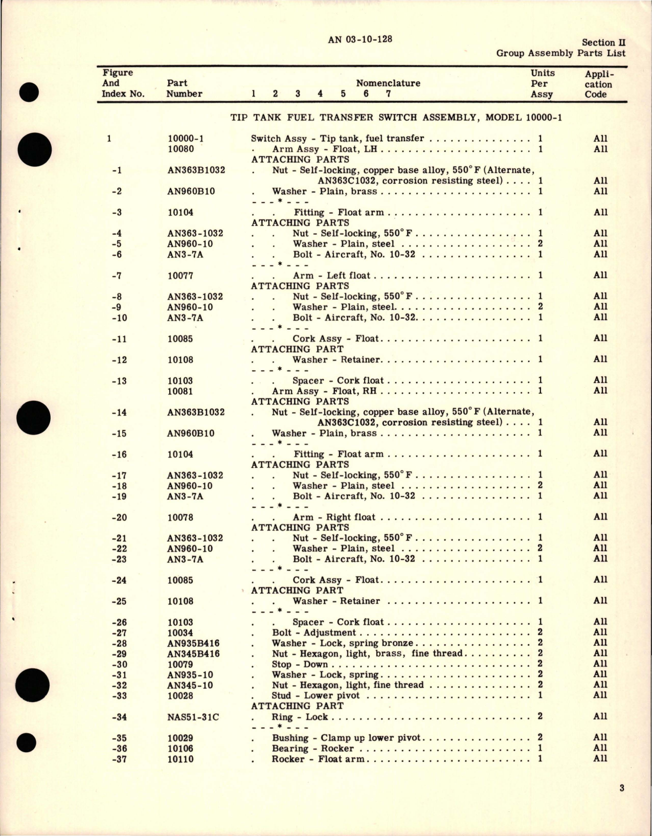 Sample page 5 from AirCorps Library document: Parts Catalog for Tip Tank Fuel Transfer Switch Assembly - Model 10000-1