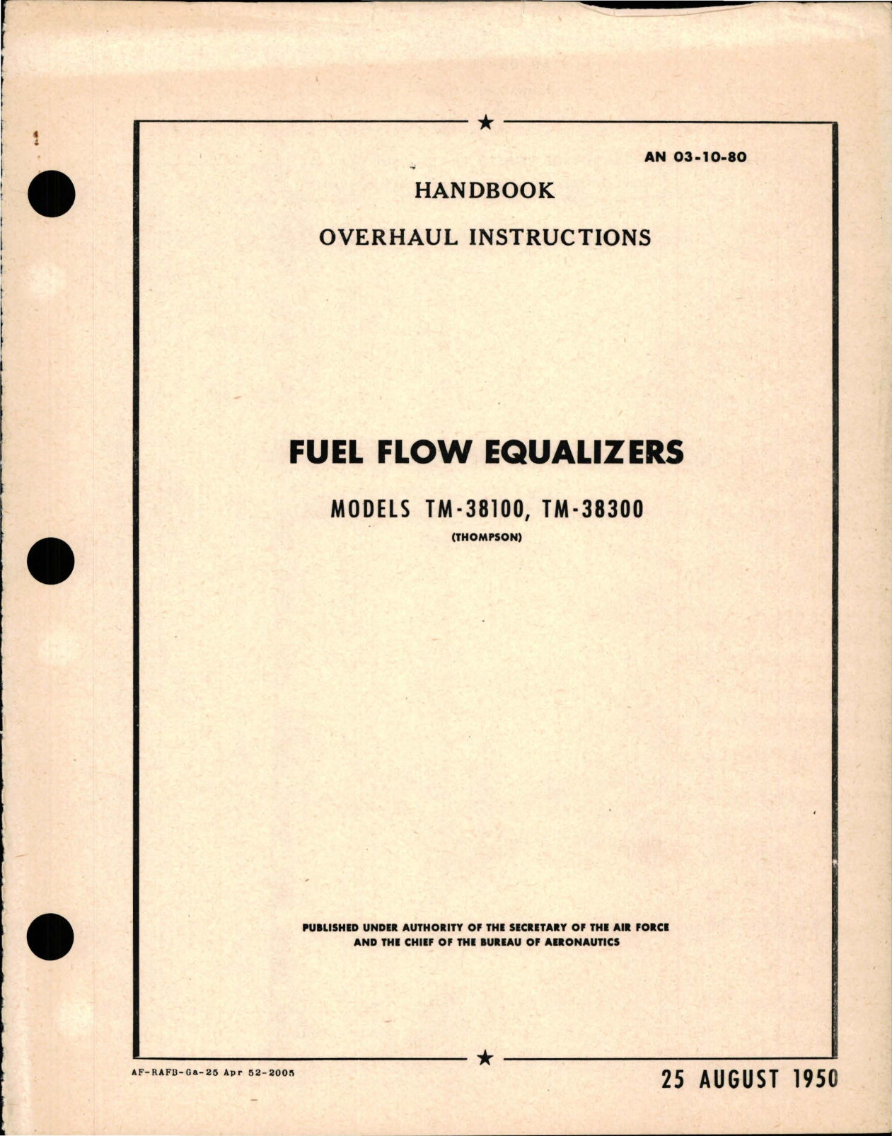 Sample page 1 from AirCorps Library document: Overhaul Instructions for Fuel Flow Equalizers - Models TM-38100 - TM-38300