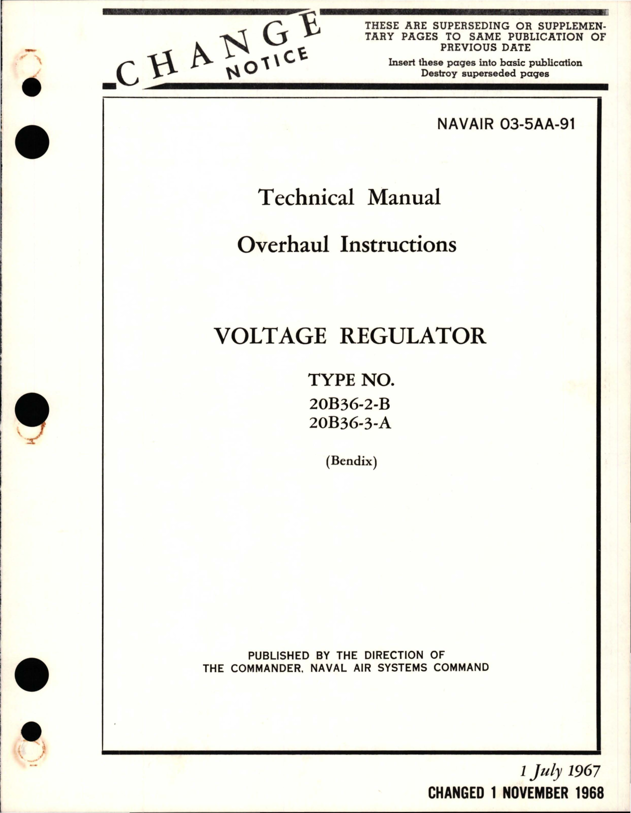 Sample page 1 from AirCorps Library document: Overhaul Instructions for Voltage Regulator - Type 20B36-2-B, 20B36-3-A