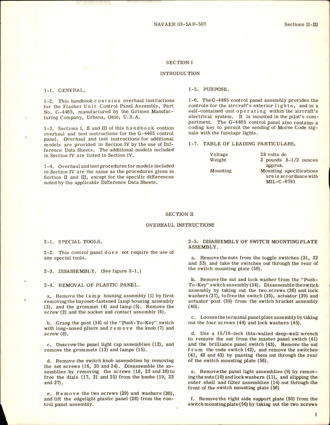 Sample page 5 from AirCorps Library document: Overhaul Instructions for Flasher Unit Control Panel Assembly - Part G-4465