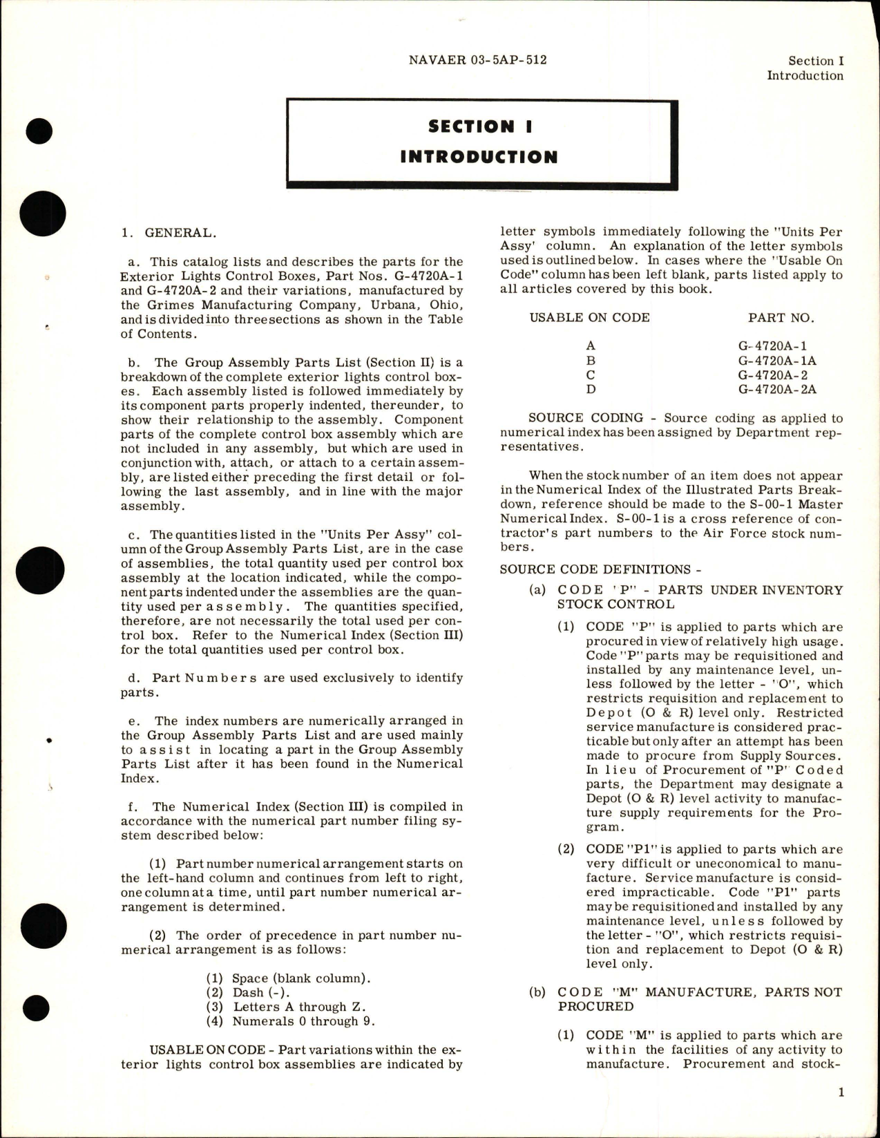 Sample page 5 from AirCorps Library document: Illustrated Parts Breakdown for Exterior Lights Control Box, Parts G-4720A-1, G-4720A-1A, G-4720A-2, and G-4720A-2A