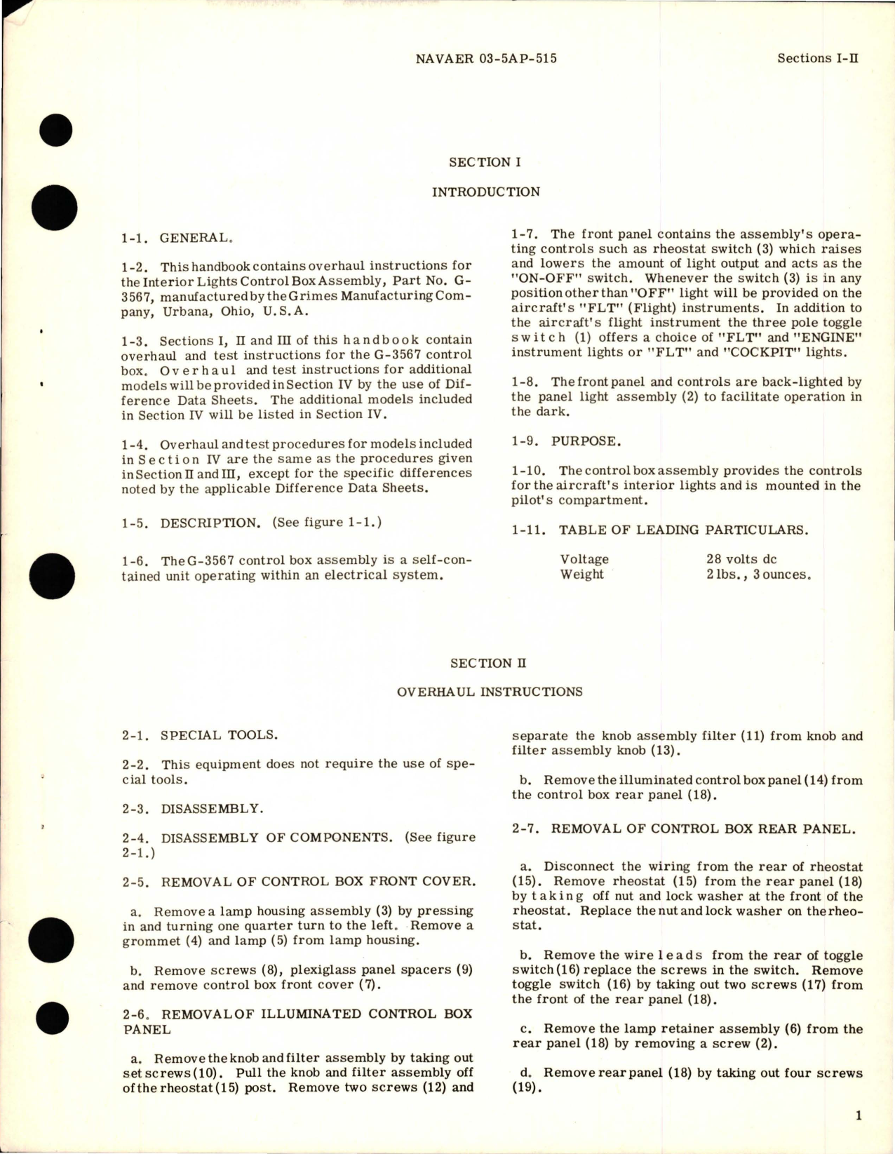 Sample page 5 from AirCorps Library document: Overhaul Instructions for Interior Lights Control Box - Part G-3567
