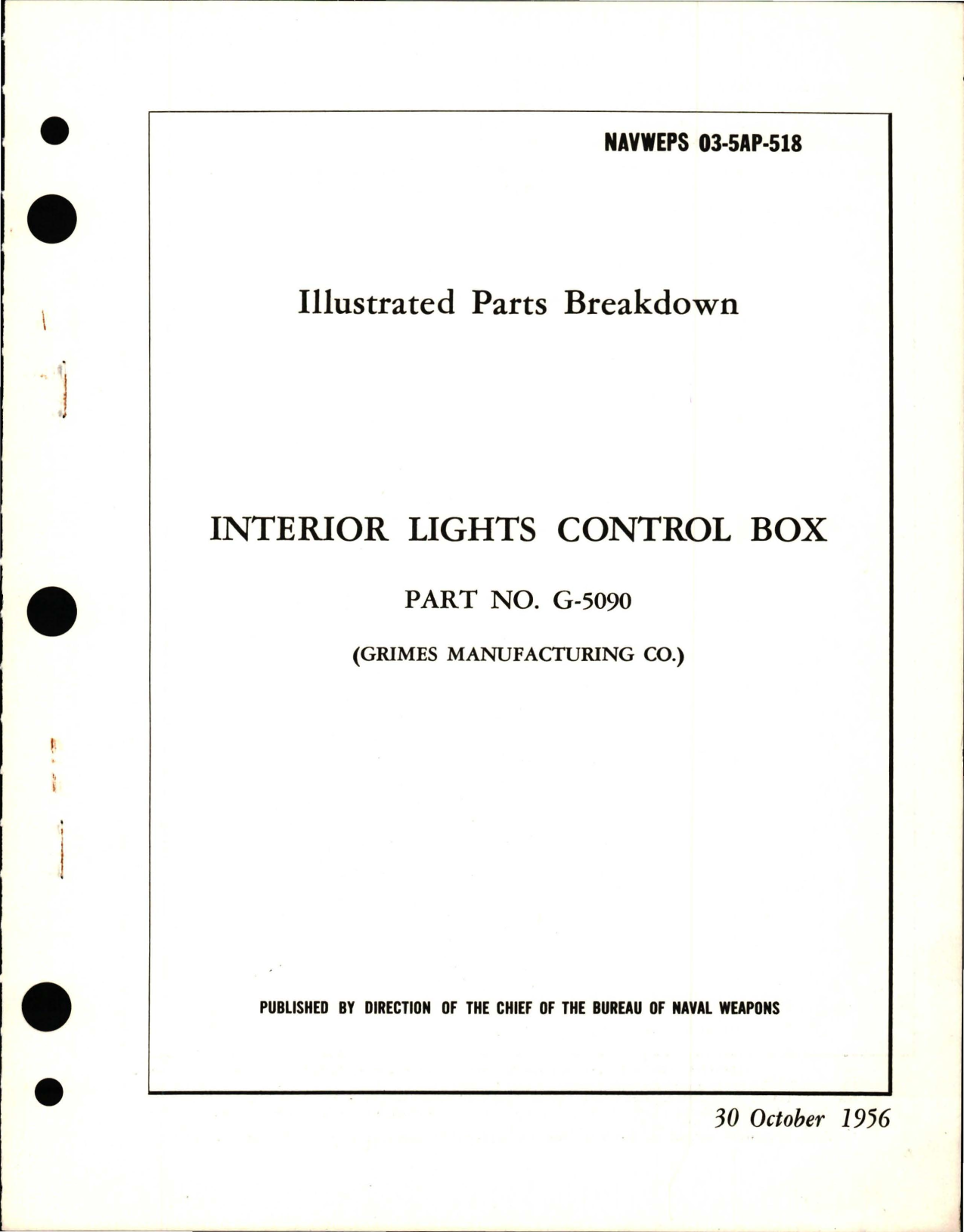Sample page 1 from AirCorps Library document: Illustrated Parts Breakdown for Interior Lights Control Box - Part G-5090 