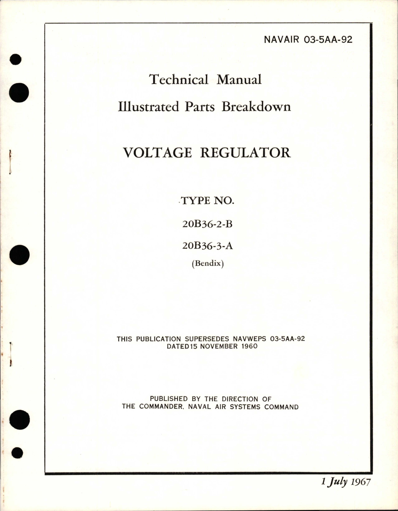 Sample page 1 from AirCorps Library document: Illustrated Parts Breakdown for Voltage Regulator - Type 20B36-2-B, 20B36-3-A