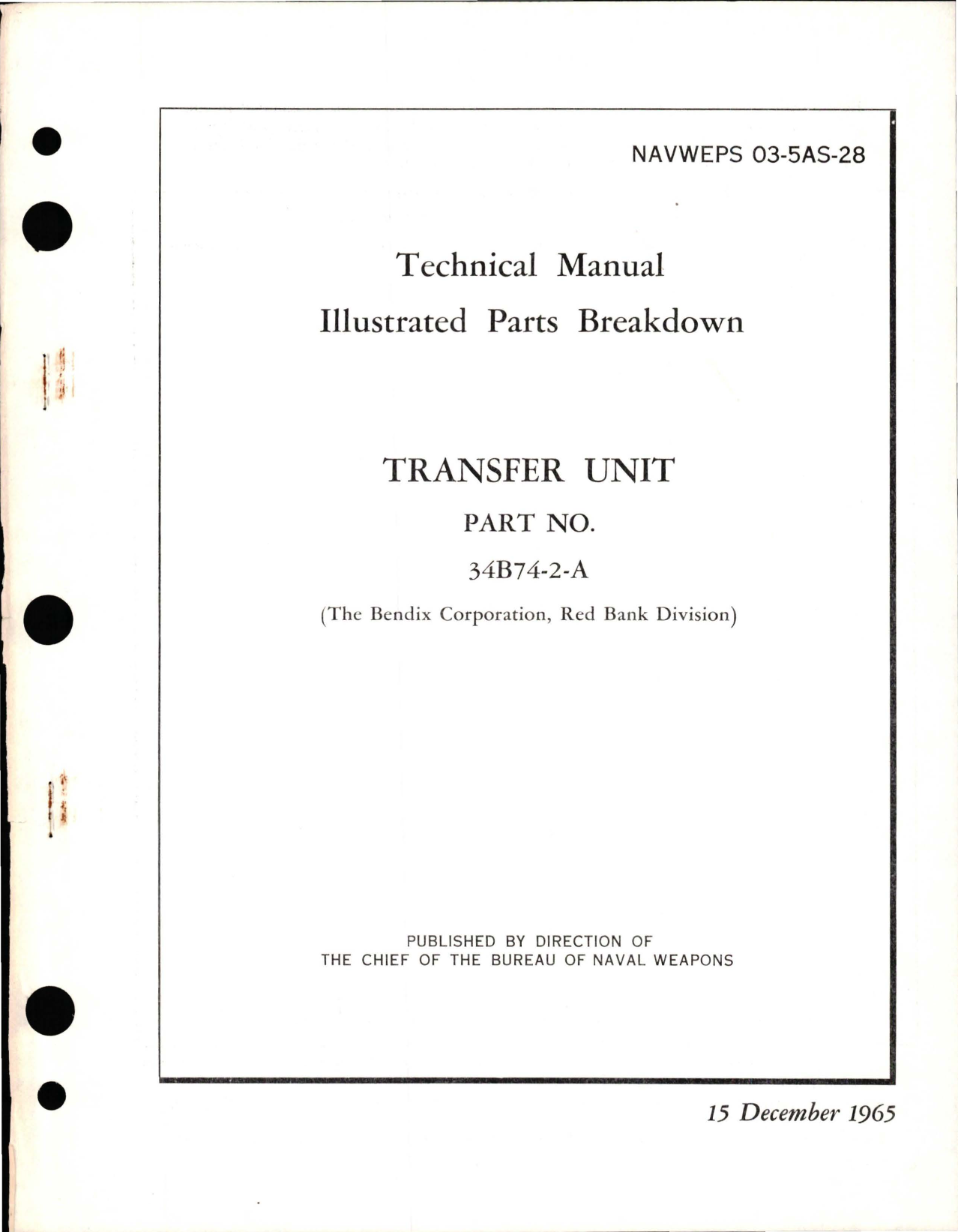 Sample page 1 from AirCorps Library document: Illustrated Parts Breakdown for Transfer Unit - Part 34B74-2-A