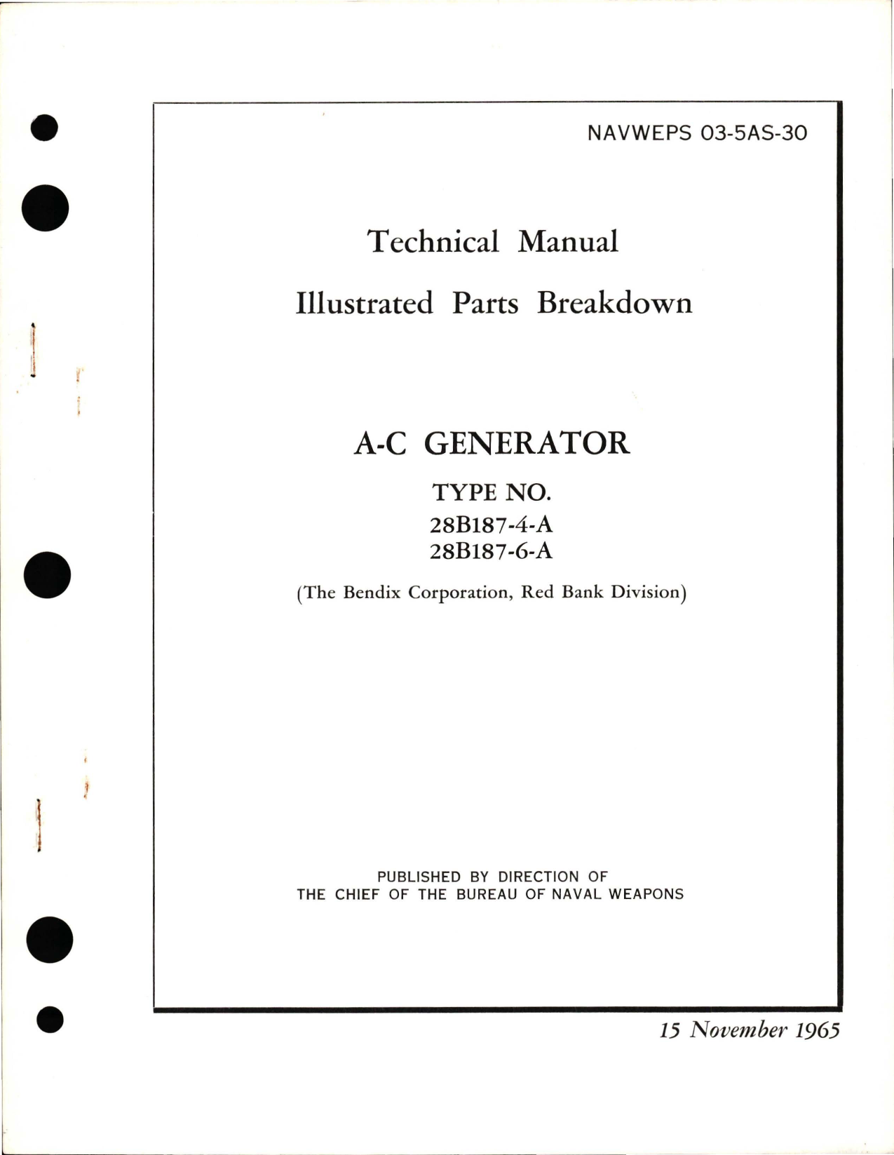 Sample page 1 from AirCorps Library document: Illustrated Parts Breakdown for A-C Generator - Types 28B187-4-A and 28B187-6-A