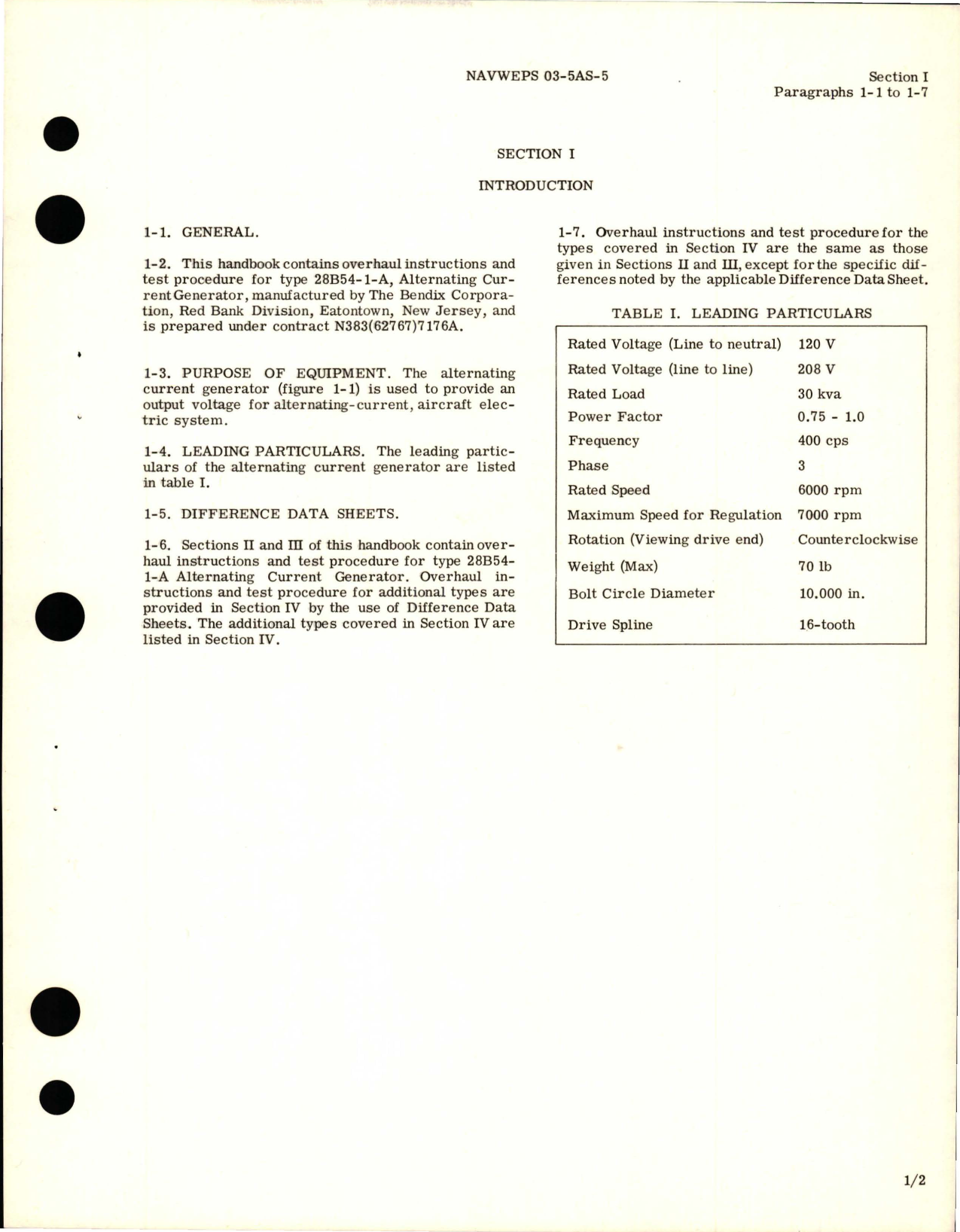 Sample page 5 from AirCorps Library document: Overhaul Instructions for Alternating Current Generator - Types 28B54-1-A and 28B54-9-A 
