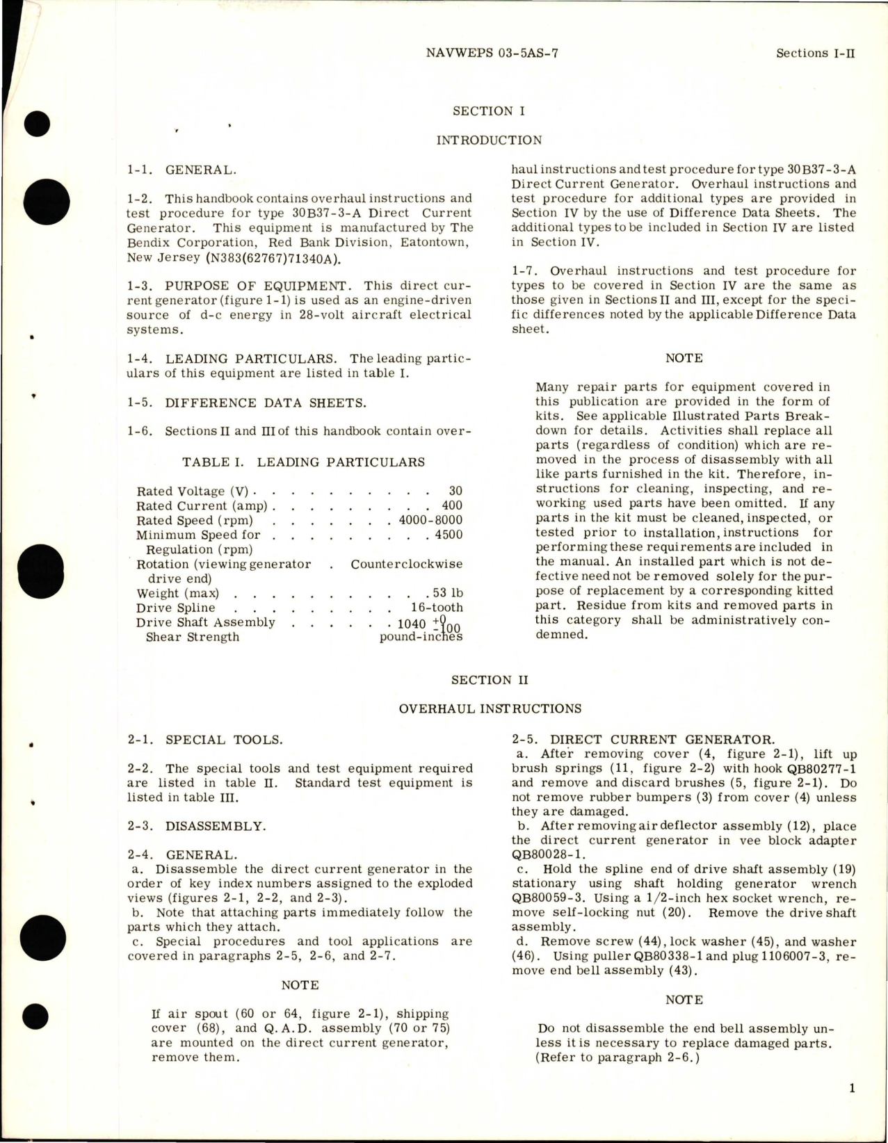 Sample page 5 from AirCorps Library document: Overhaul Instructions for Direct Current Generator (Starter Generator) Types 30B37-3-A, 30B37-15-A, 30B37-17-A