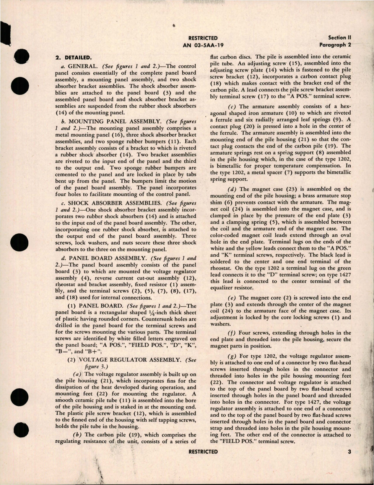 Sample page 7 from AirCorps Library document: Operation, Service & Overhaul Instructions with Parts Catalog for DC Generator Control Panels -Types B-1-B, 1202, 1427