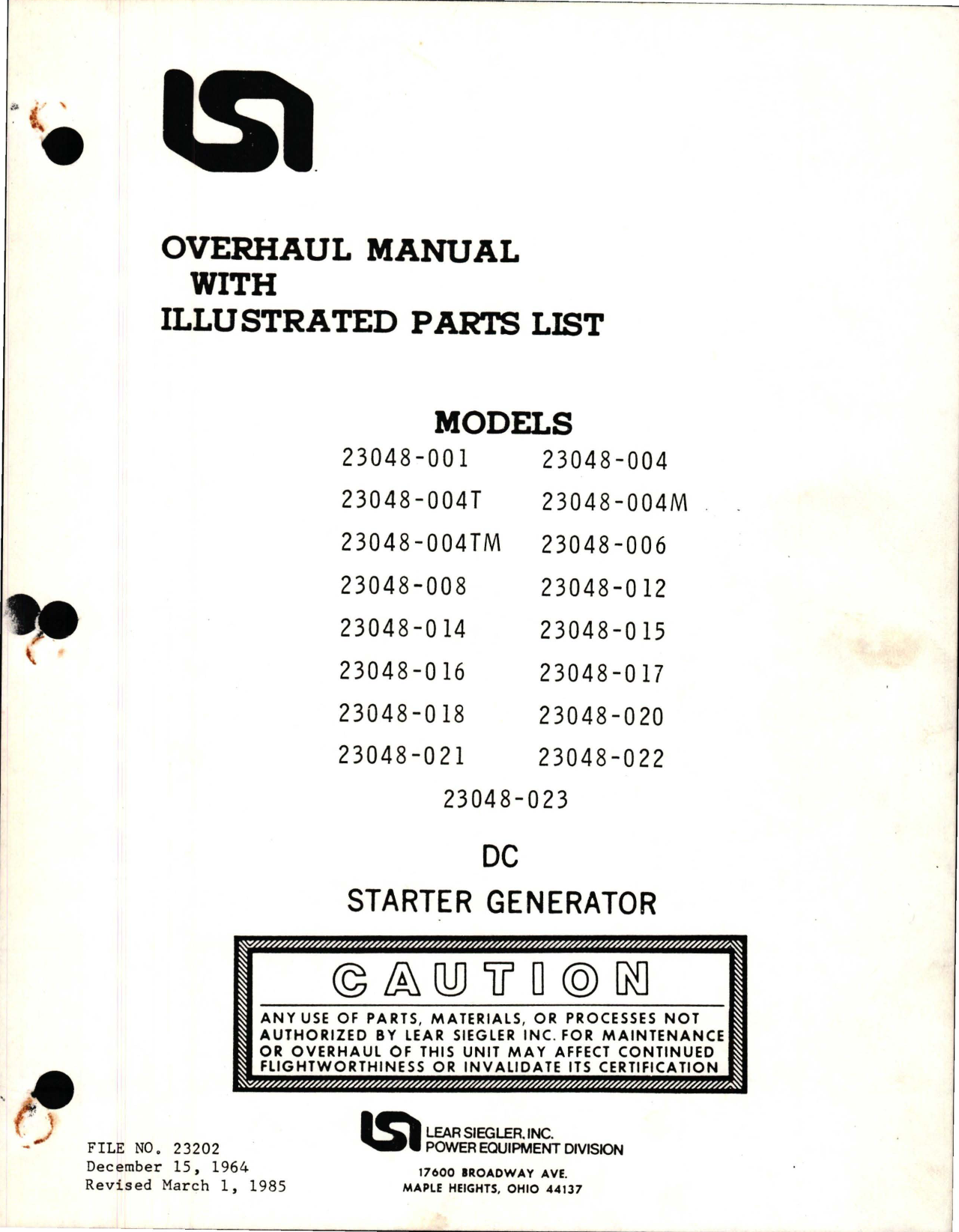 Sample page 1 from AirCorps Library document: Overhaul with Illustrated Parts List for DC Starter Generator
