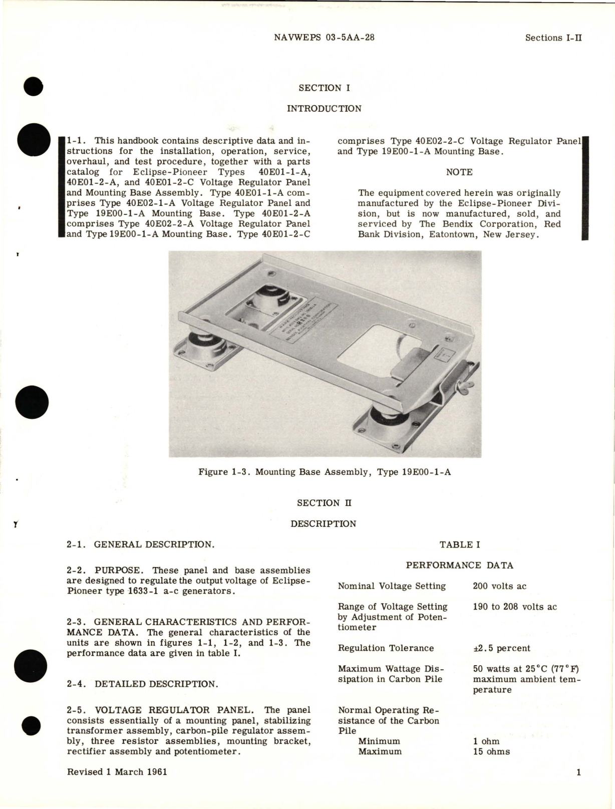 Sample page 5 from AirCorps Library document: Operation, Service, and Overhaul Instructions with Illustrated Parts Breakdown for Voltage Regulator Panel and Mounting Base Assembly 