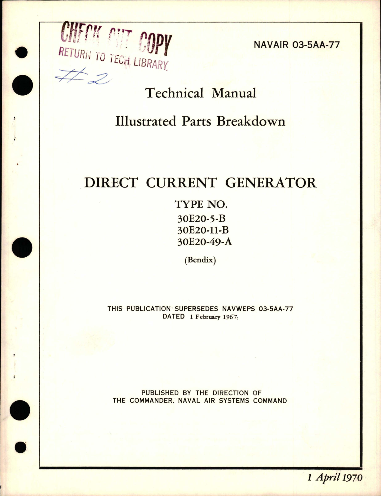 Sample page 1 from AirCorps Library document: Illustrated Parts Breakdown for Direct Current Generator - Types 30E20-5-B, 30E20-11-B, and 30E20-49-A