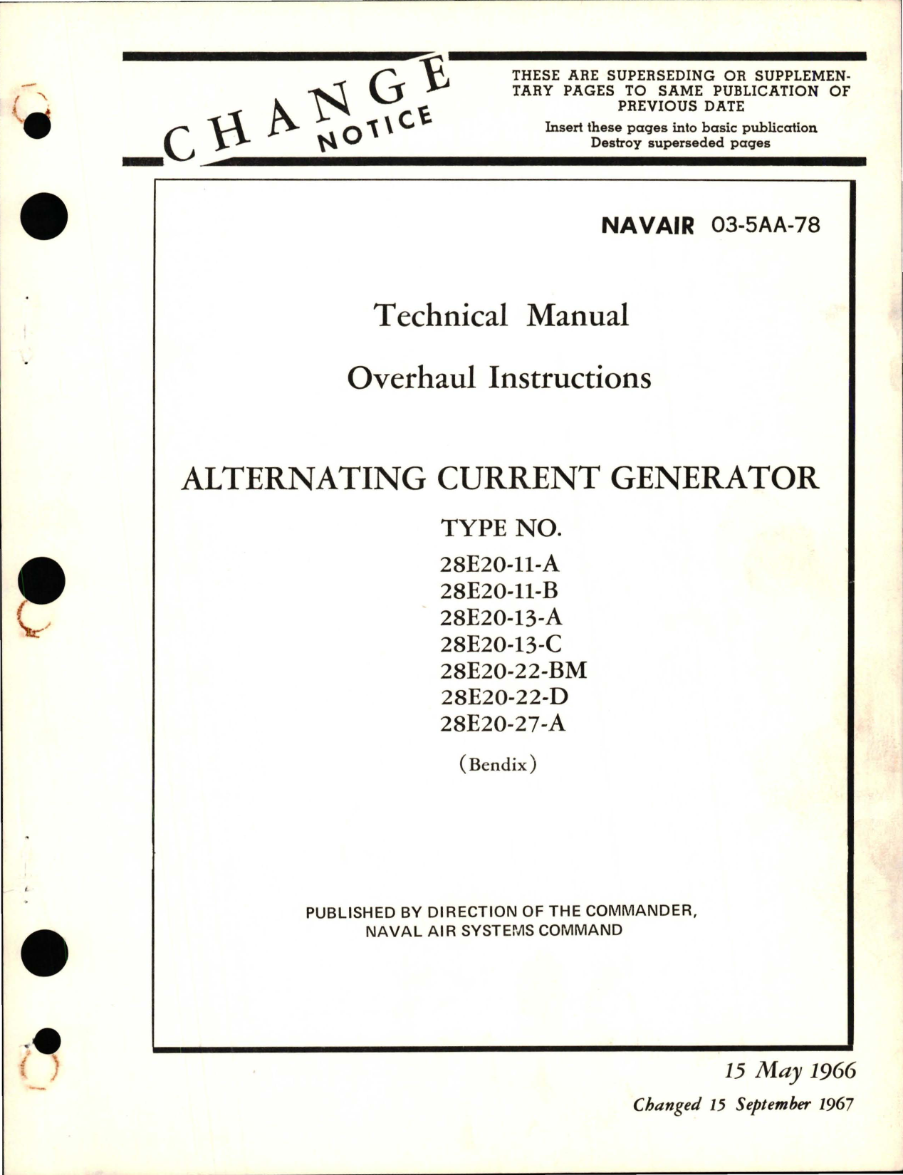 Sample page 1 from AirCorps Library document: Overhaul Instructions for Alternating Current Generator
