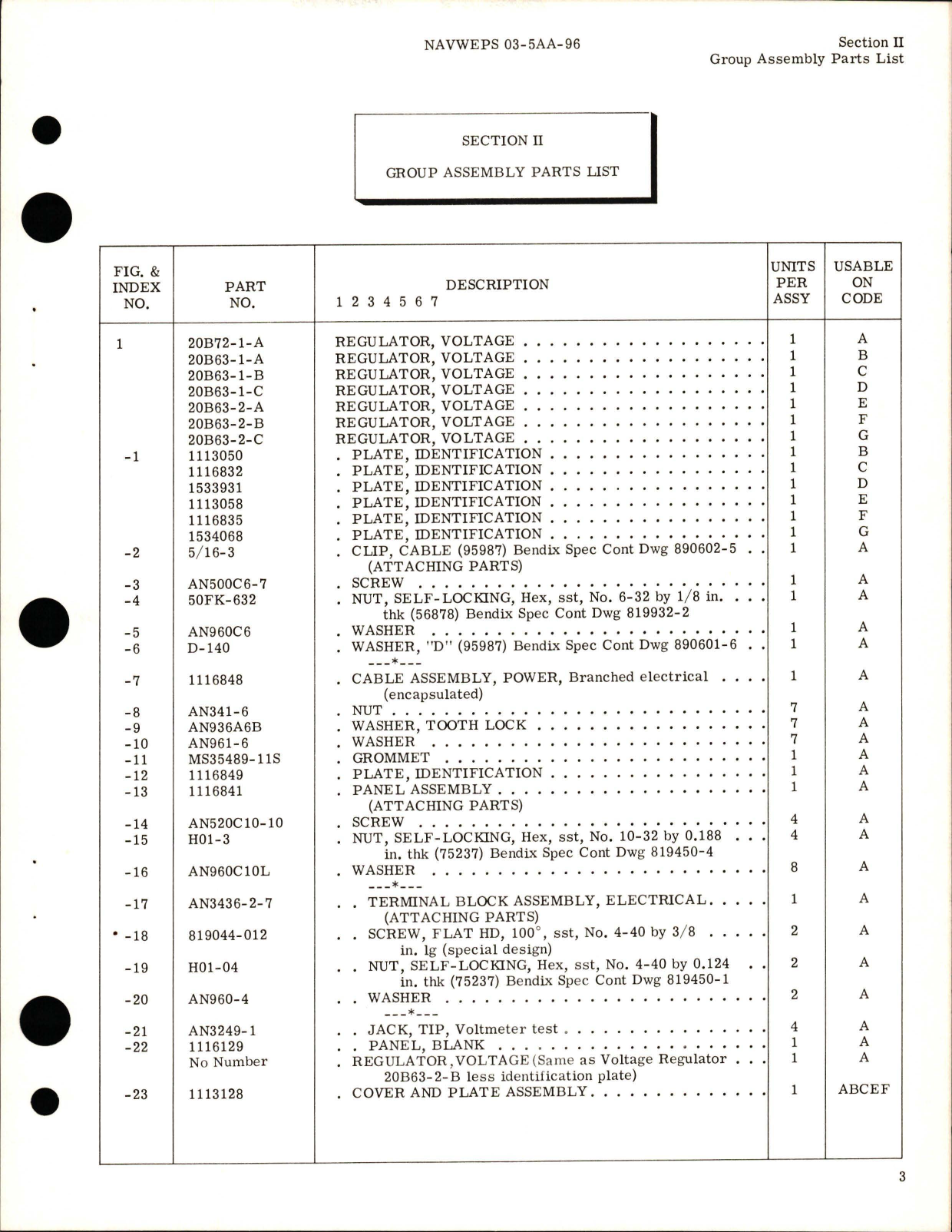 Sample page 5 from AirCorps Library document: Illustrated Parts Breakdown for Voltage Regulator - Types 20B63-1-A. 20B63-1-B, 20B63-1-C, 20B63-2-A, 20B63-2-B, 20B63-2-C, 20B72-1-A 