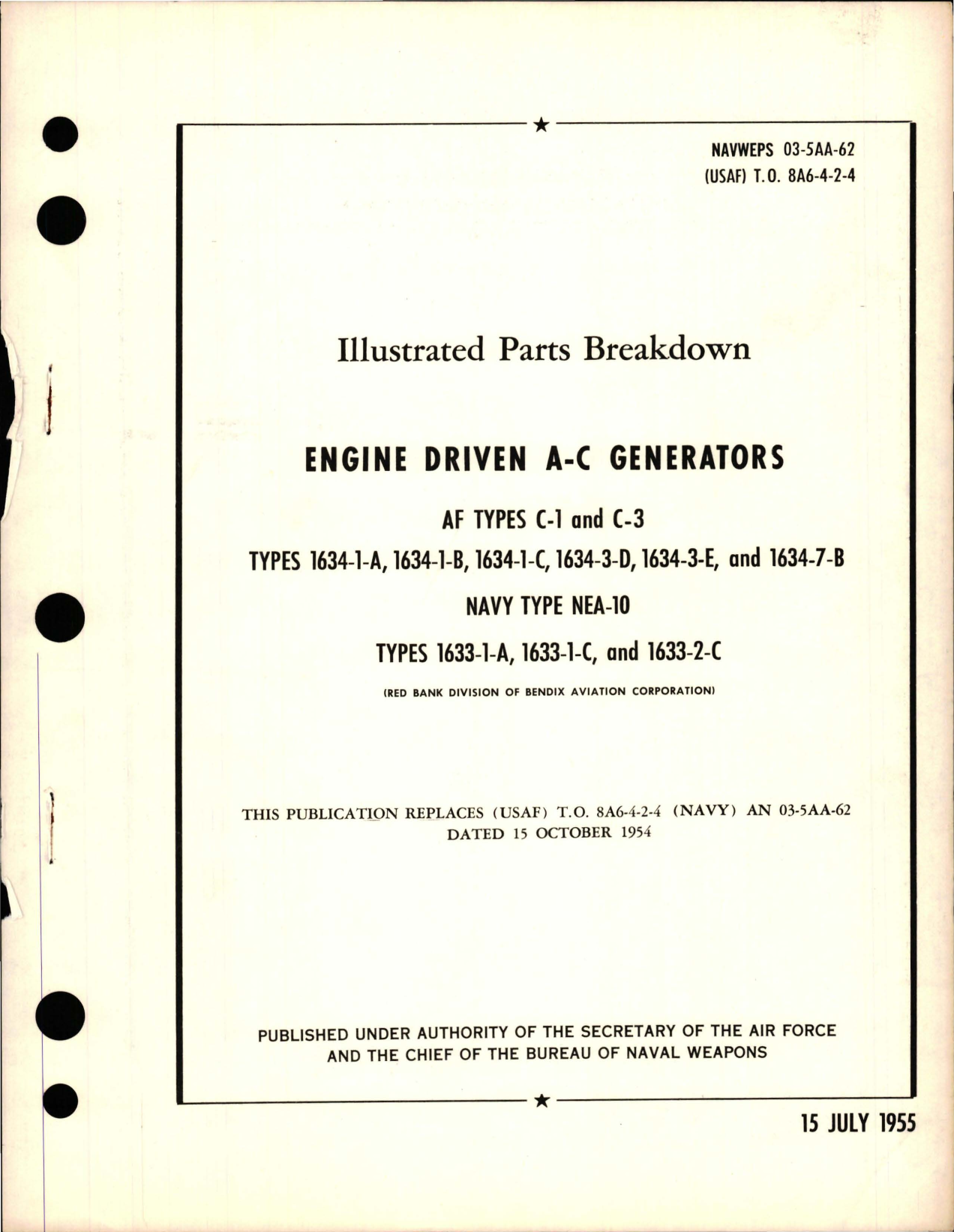 Sample page 1 from AirCorps Library document: Illustrated Parts Breakdown for Engine Driven AC Generators
