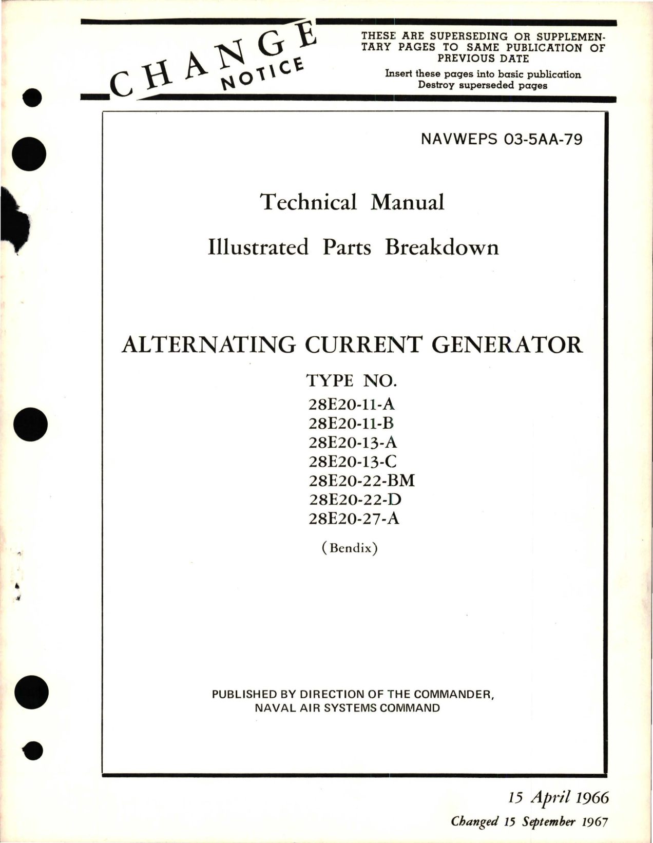 Sample page 1 from AirCorps Library document: Illustrated Parts Breakdown for Alternating Current Generator 