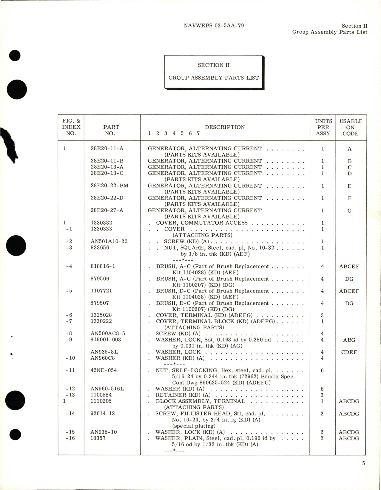 Sample page 7 from AirCorps Library document: Illustrated Parts Breakdown for Alternating Current Generator 