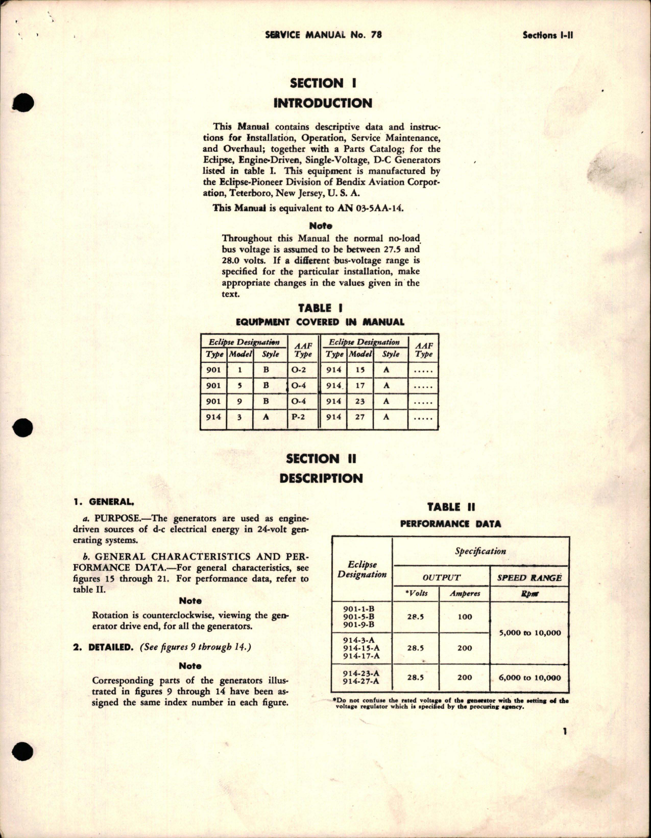 Sample page 5 from AirCorps Library document: Installation, Operation, and Overhaul Instructions with Parts Catalog for Engine Driven Single Voltage D-C Generators 