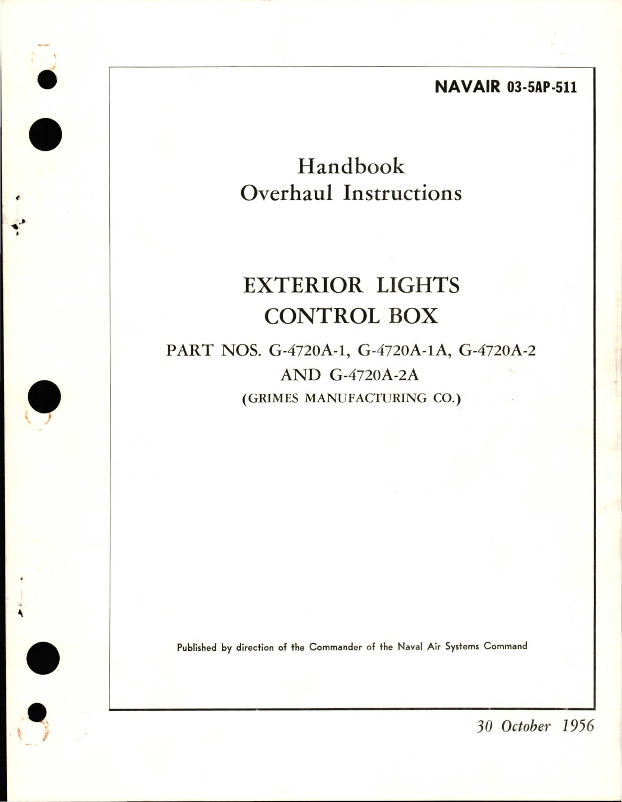 Sample page 1 from AirCorps Library document: Overhaul Instructions for Exterior Lights Control Box 