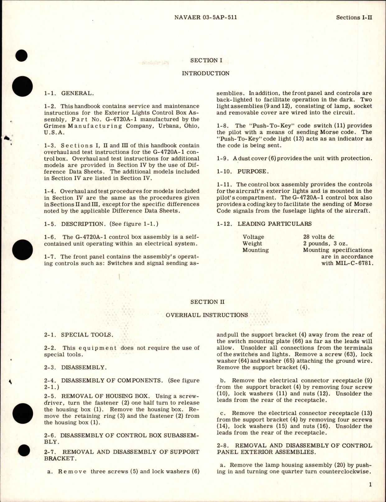 Sample page 5 from AirCorps Library document: Overhaul Instructions for Exterior Lights Control Box 