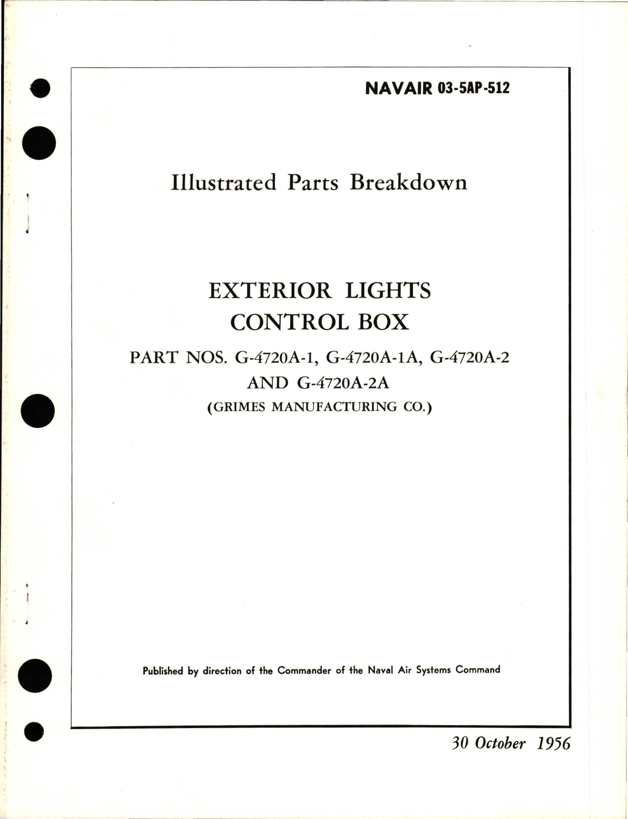 Sample page 1 from AirCorps Library document: Illustrated Parts Breakdown for Exterior Lights Control Box